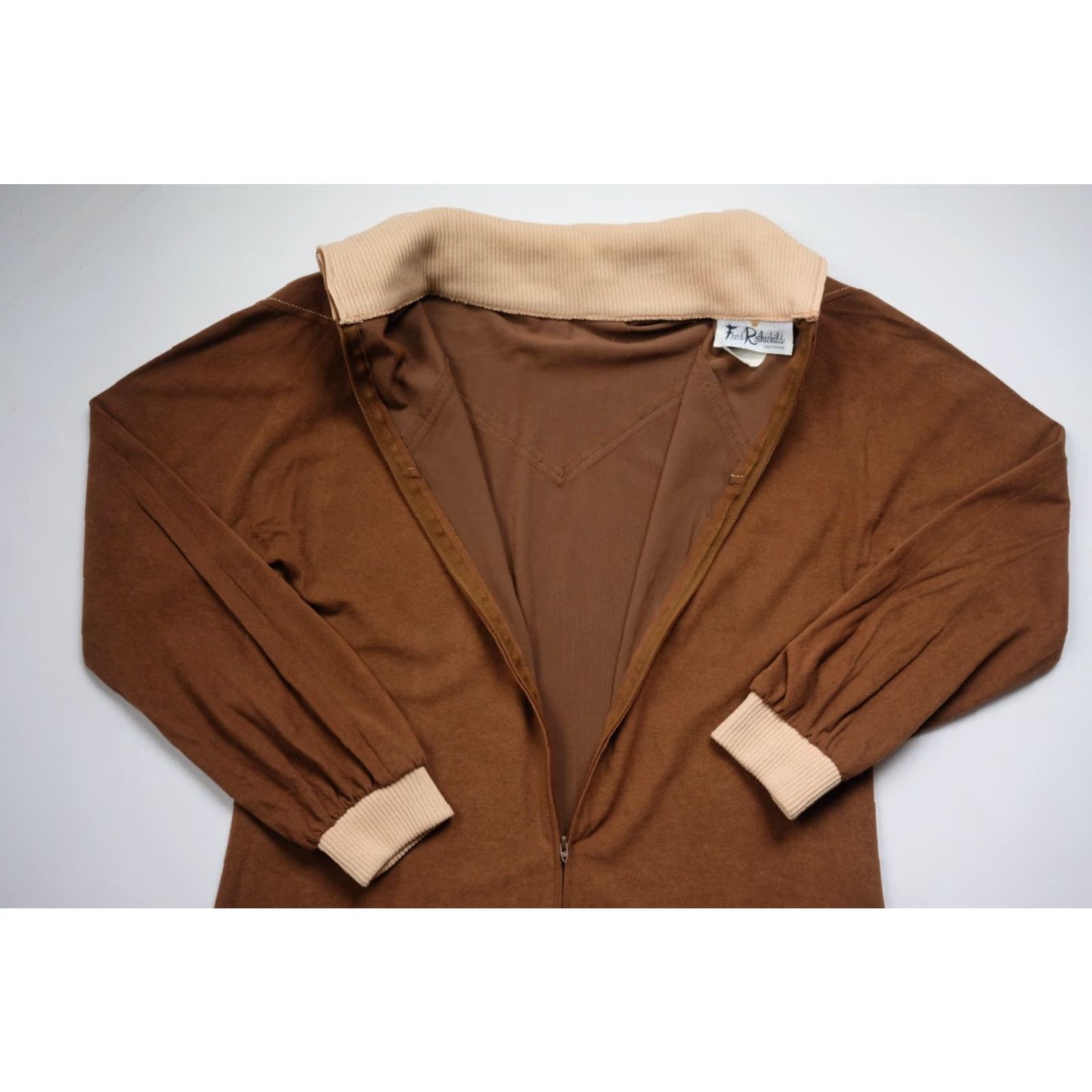 Vintage VINTAGE Fred Rothschild Shirt 70s USA Made ZIP Brown XL Womens SZ 14 21"PIT TO PIT 16" LENGTH 17" SLEEVE Size XL / US 12-14 / IT 48-50 - 4 Thumbnail