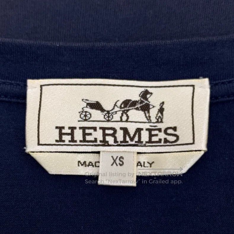 Hermes Hermes Navy Blue Horseshoe Button Embroidered Cotton Round Size XS / US 0-2 / IT 36-38 - 6 Thumbnail