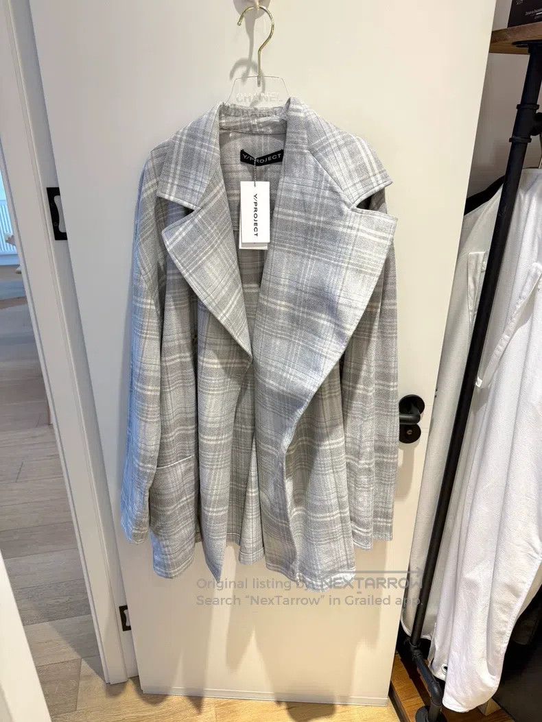 Y/Project Y/Project Gray Blue Plaid Cotton Flannel Asymmetric Decons Size M / US 6-8 / IT 42-44 - 2 Thumbnail