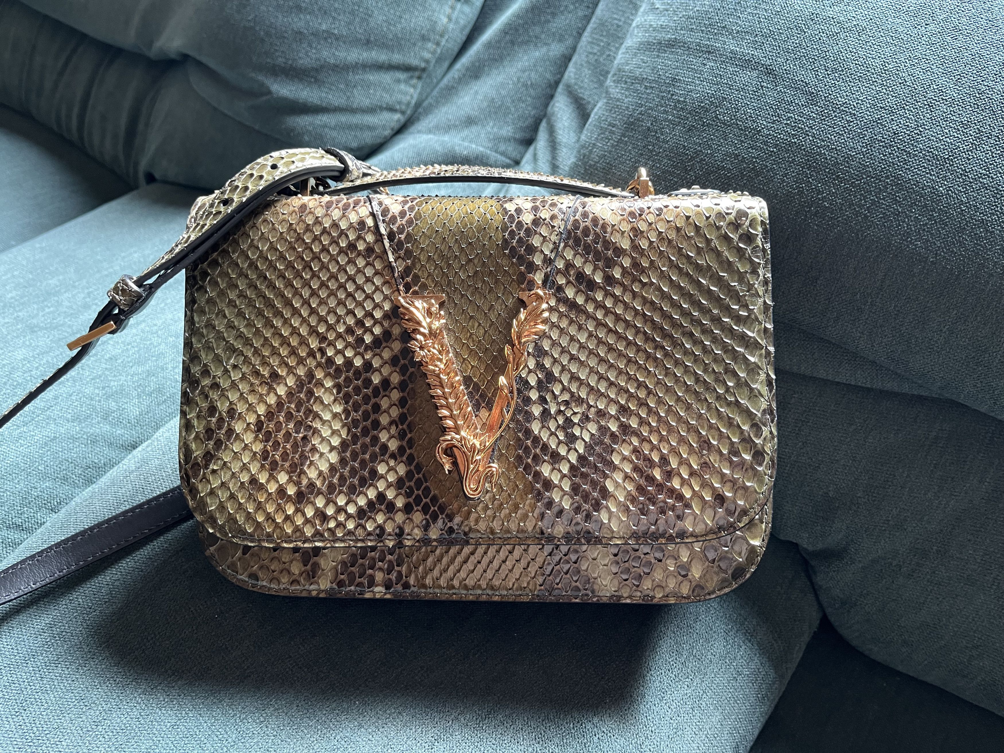 Versace Versace Virtus shoulder bag in military green python Size ONE SIZE - 1 Thumbnail