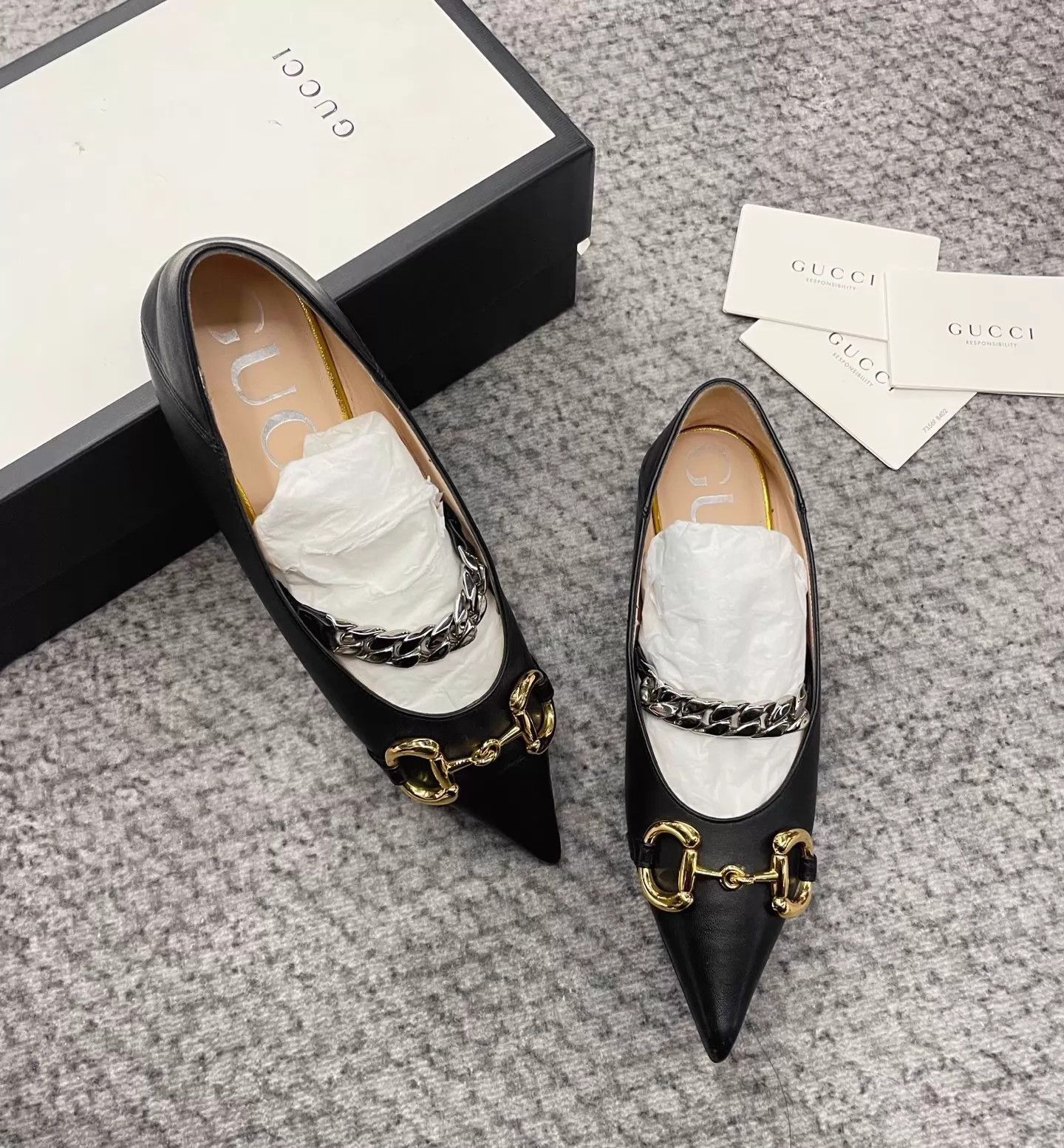 Gucci Gucci Horsebit Black Pointed Toe Flat 36 with Box Size US 5.5 / IT 35.5 - 4 Thumbnail