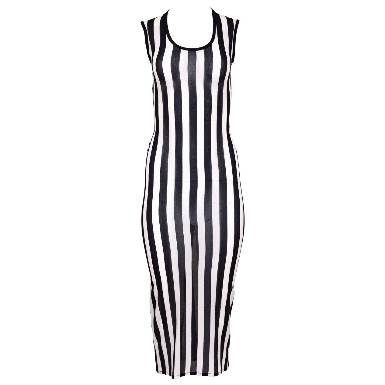Versace Gianni Versace Black White Vertical Stripe Silk Long Dress Size S / US 4 / IT 40 - 1 Thumbnail