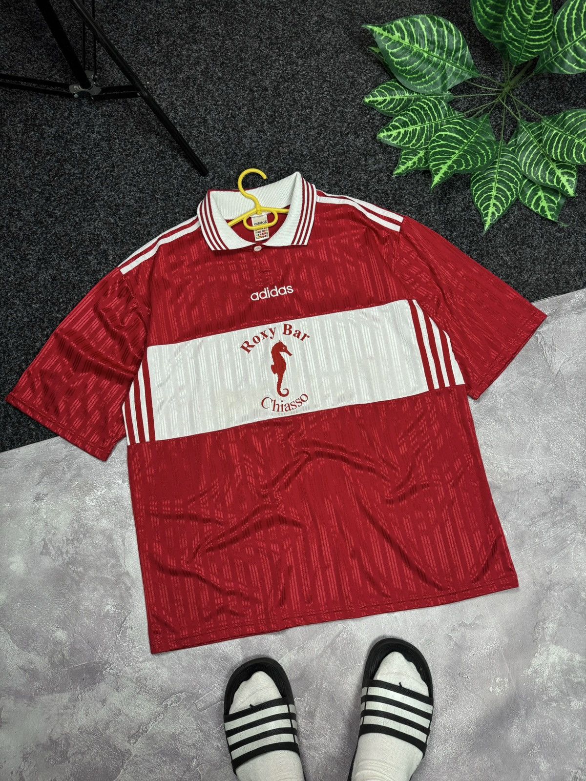 Pre-owned Adidas X Vintage Adidas Jersey Roxy Bar Chiasso Number 12 Size Xxl In Red