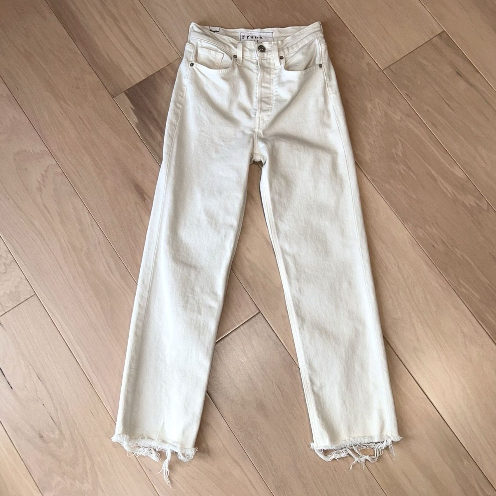 Frank & Eileen Frank & Eileen Monaghan Denim Jeans 24 Cream Cotton Blend USA Made Women’s 5-Pocket Cropped Rise 10.5in Inseam 25in Vintage No Dinom Size 42" / US 20 - 3 Thumbnail