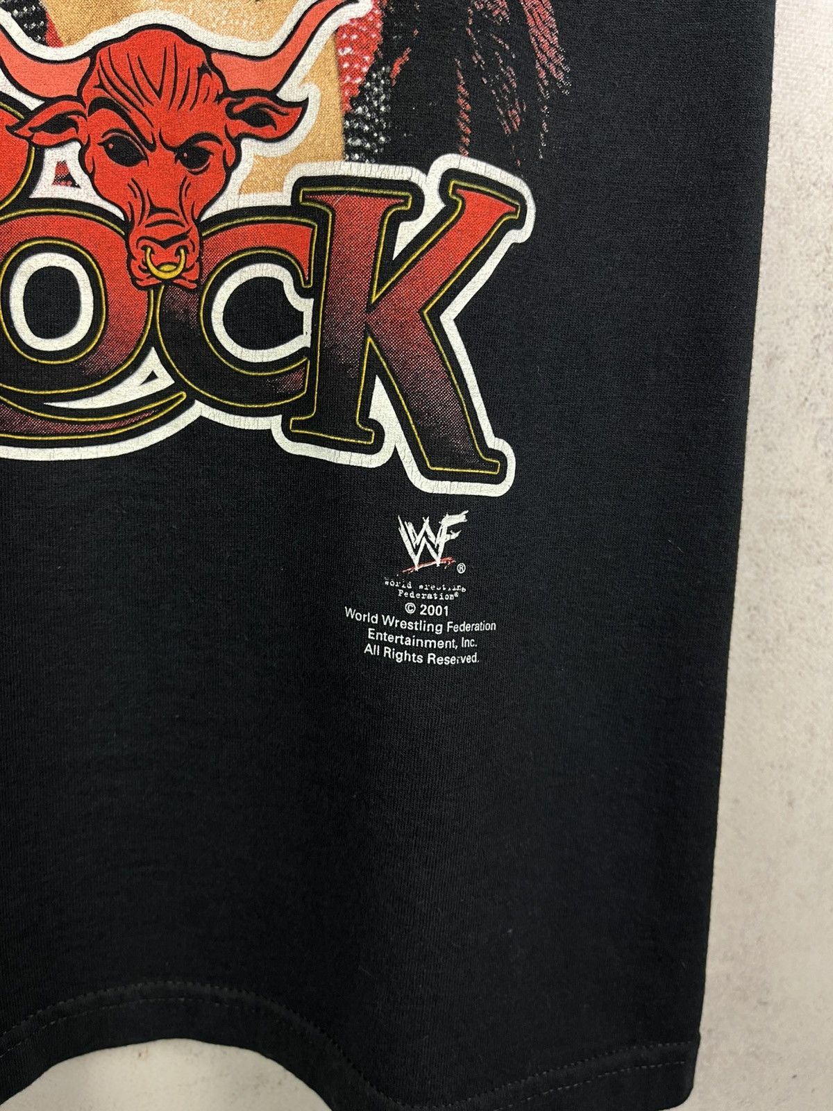 WWE Vintage 2001 The Rock Dwayne Johnson WWE WWF Wrestling Shirt Size US XL / EU 56 / 4 - 5 Thumbnail
