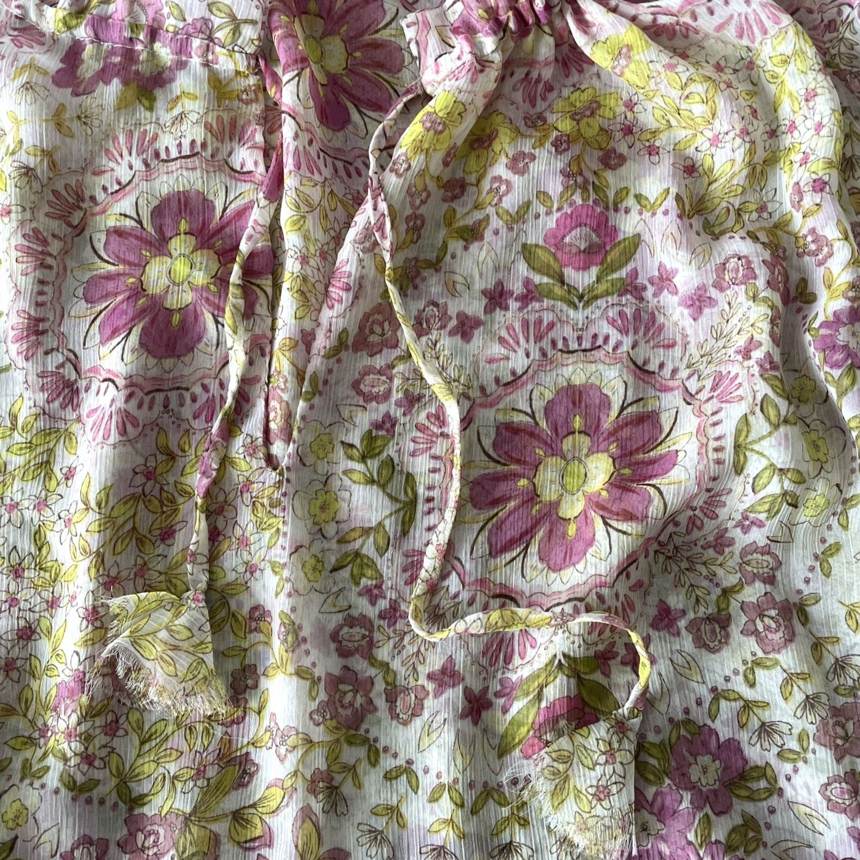 MISA Los Angeles Misa Los Angeles Blouse Women's Peasant Floral Chiffon Boho Top Puff Sleeve Multicolor L USA Hipster Bohemian Tunic Shirt Colorful Size L / US 10 / IT 46 - 4 Thumbnail
