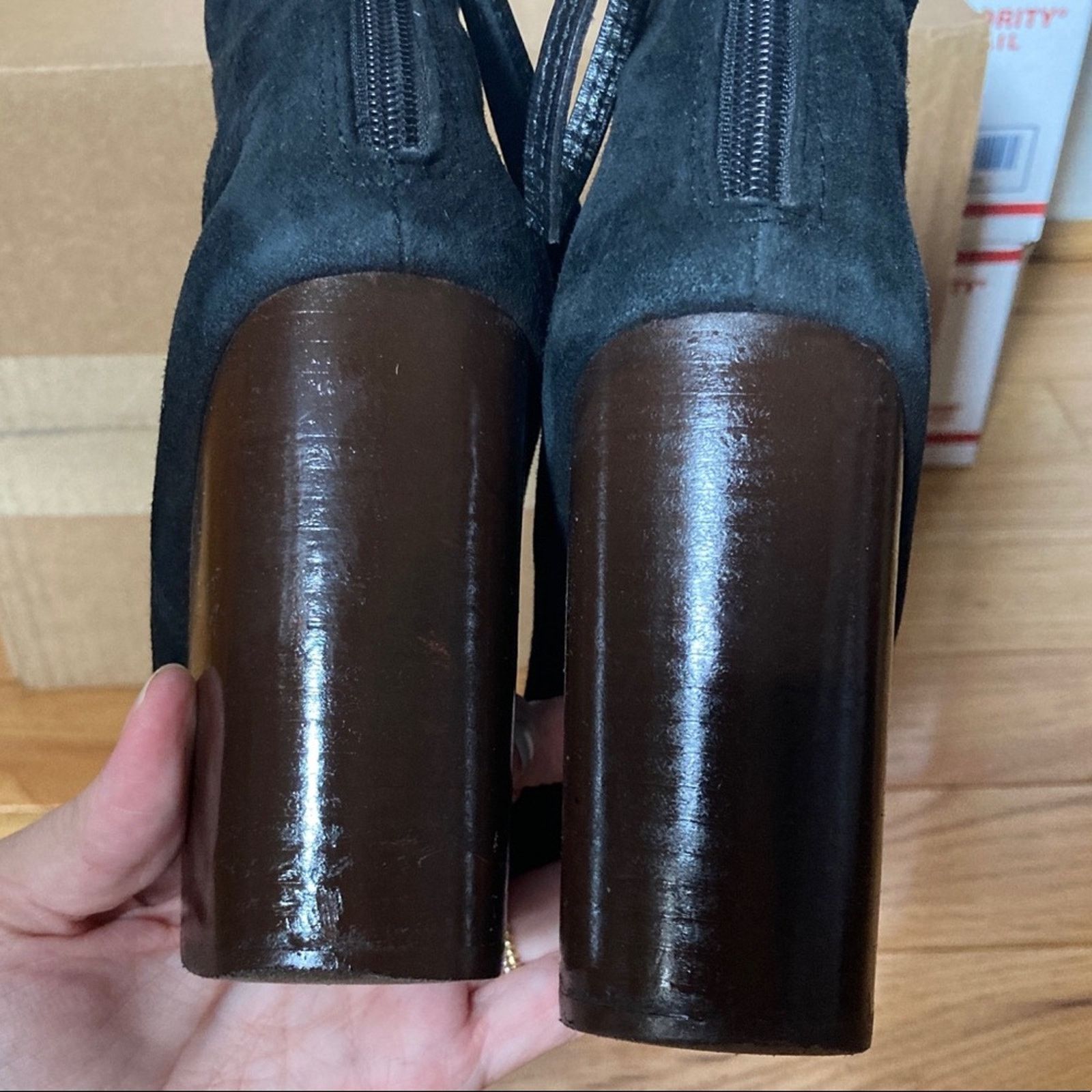 Jeffrey Campbell Rumble Suede Ankle Booties US 8 Brown 4" Block Heel 90s Boho Size US 8 / IT 38 - 5 Thumbnail