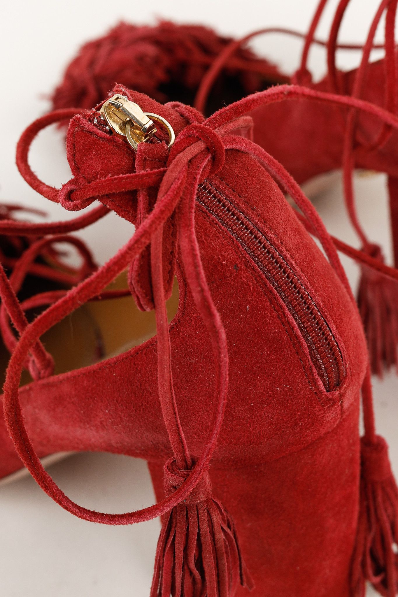 Aquazzura Aquazzura Wild Thing Fringe Lace-Up Block-Heel Pumps Size US 8.5 / IT 38.5 - 9 Thumbnail