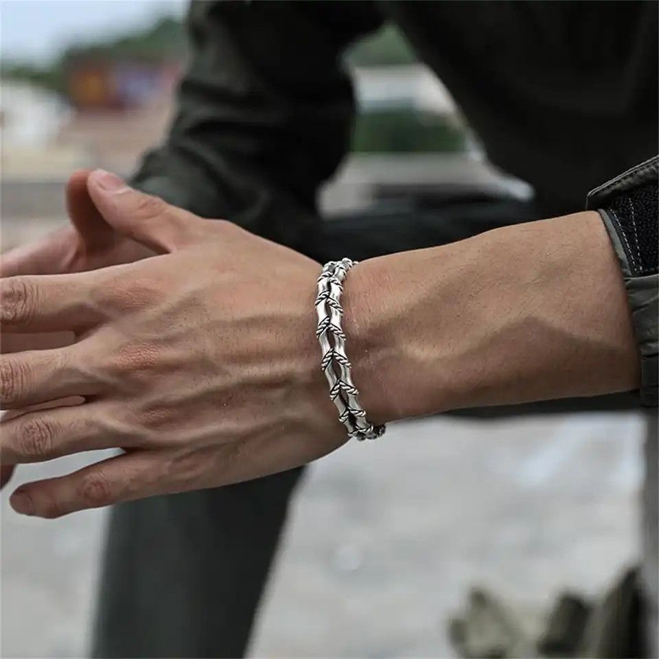 Jewelry × Vintage Cuban Braided Double Layer Bamboo Open Bracelet Size ONE SIZE - 2 Thumbnail