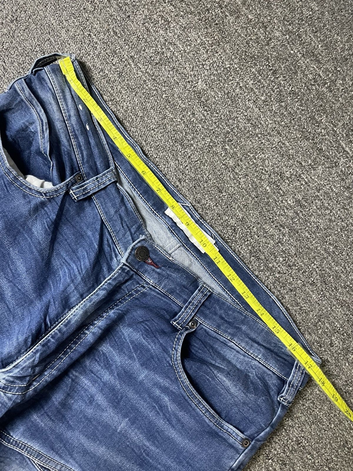 Japanese Brand × Vintage Blue B Brand Distressed Denim Biker Jeans (117) Size US 35 - 4 Thumbnail