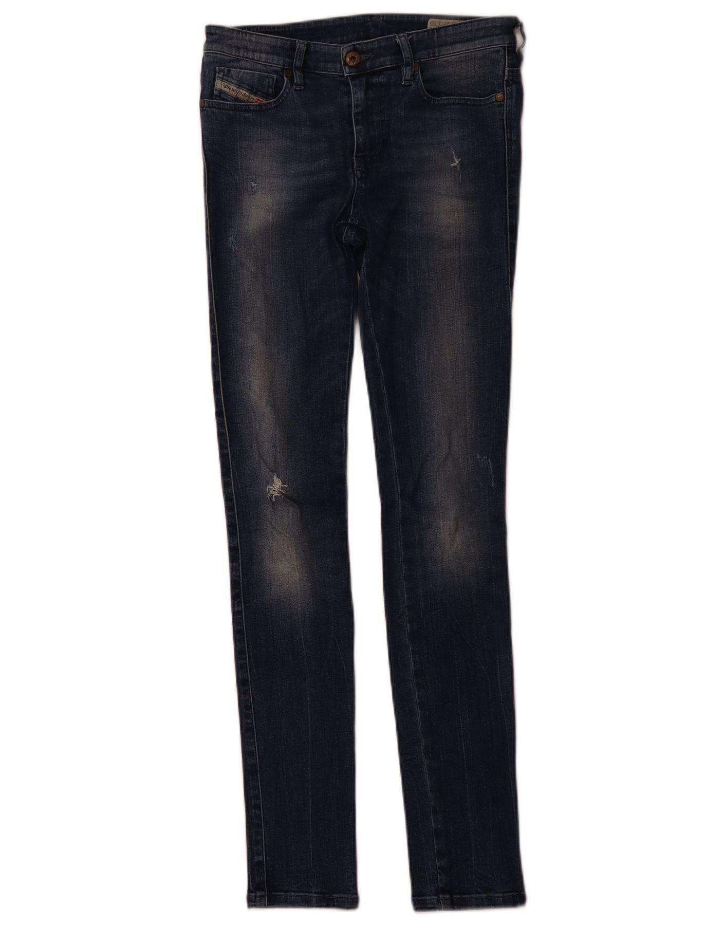 Diesel Womens Skinzee Distressed Super Slim Skinny Jeans W27 L32 Bl Size 42" / US 20 - 1 Thumbnail