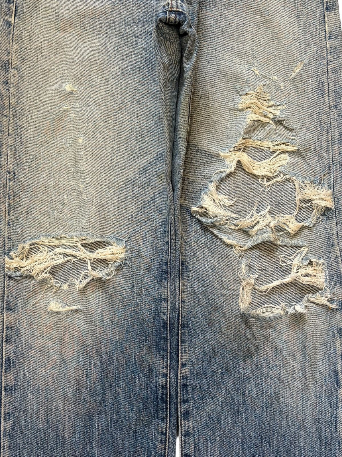 Levi's Vintage 90s Levis 502XX Big E Selvedge Distress Loose Jeans Size US 29 - 3 Thumbnail