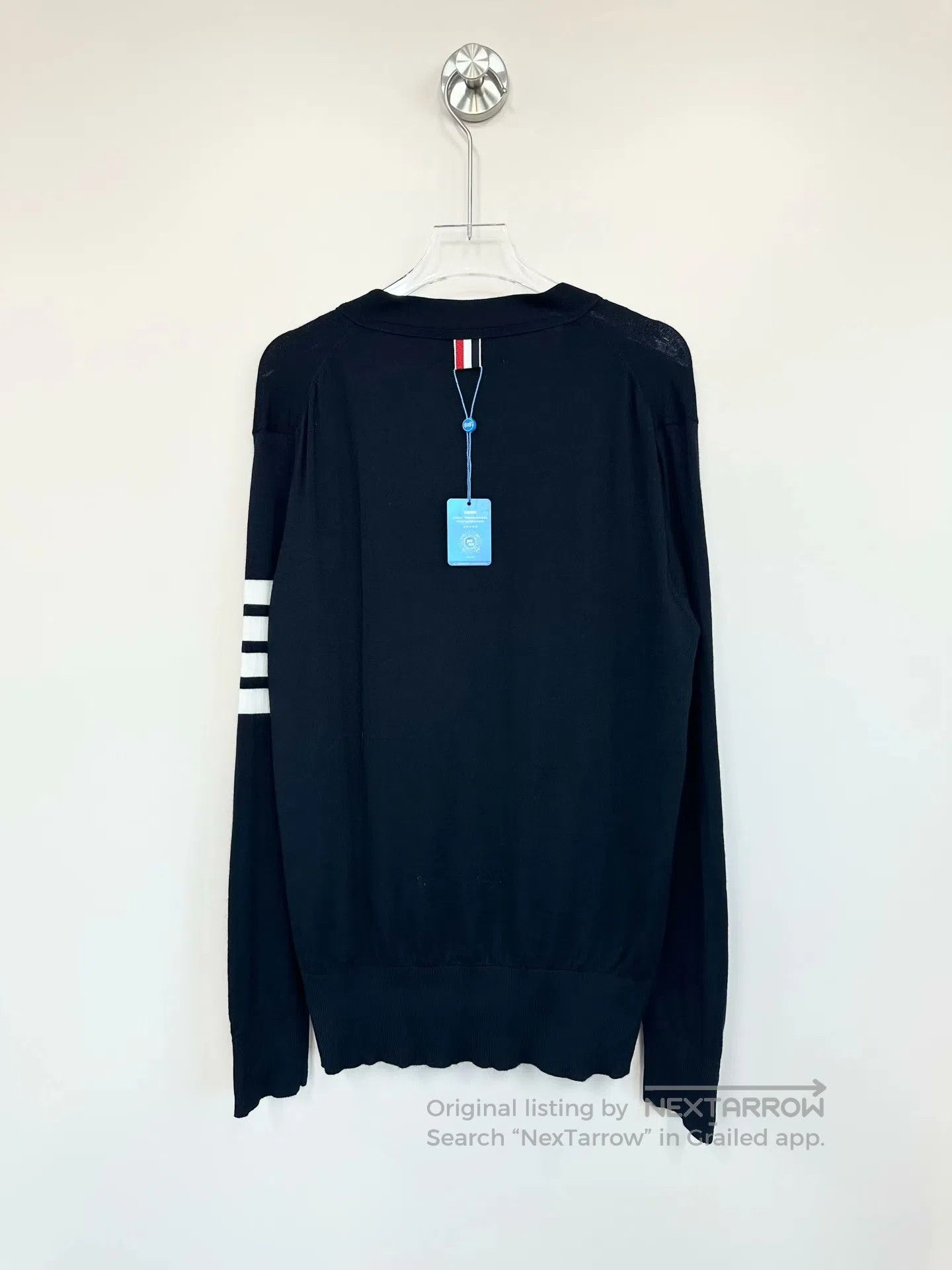 Thom Browne Thom Browne Navy Blue Striped Wool Cardigan| Size L / US 10 / IT 46 - 2 Thumbnail