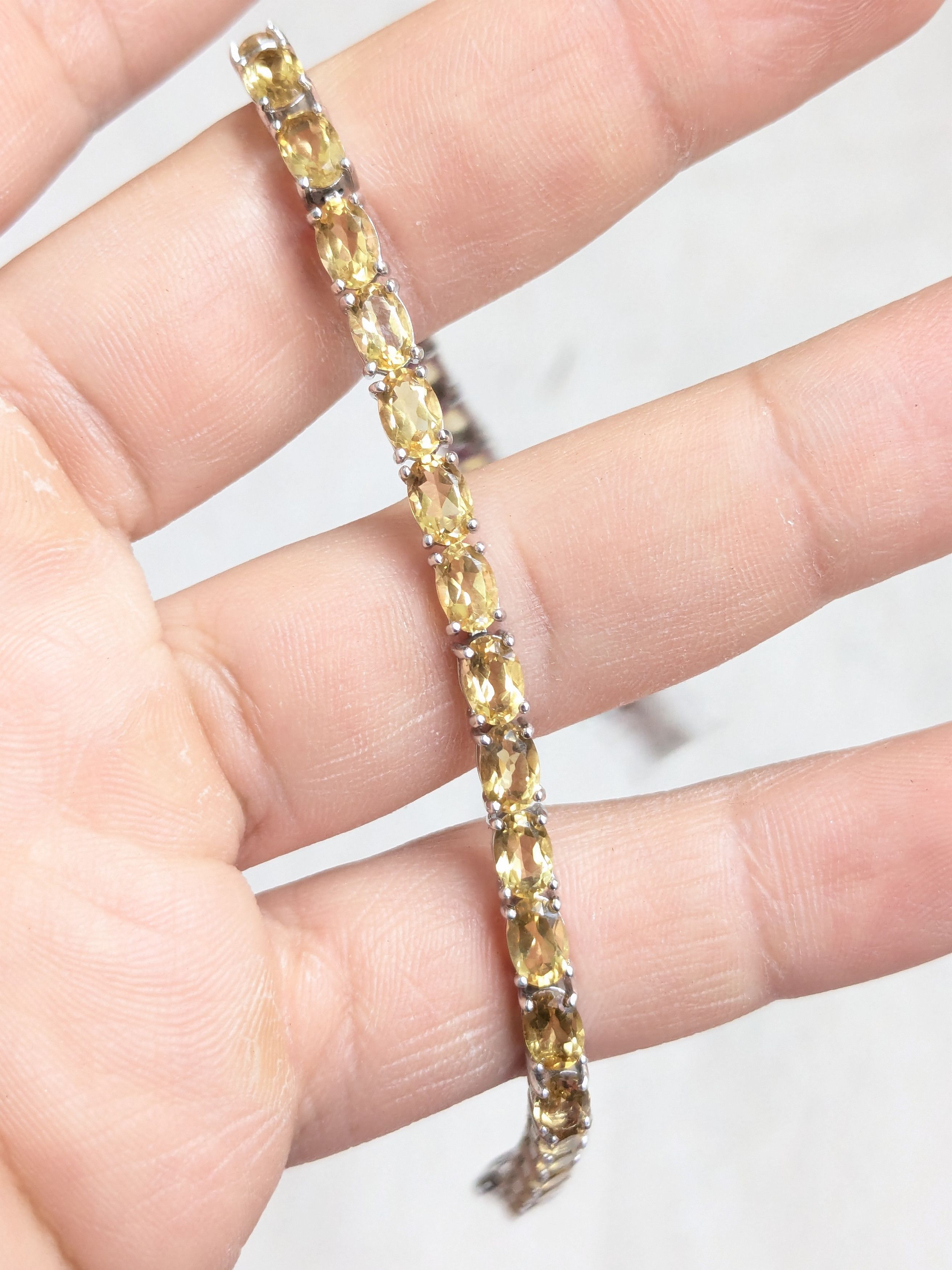 Sterling Silver Sterling Silver Tennis Bracelet Yellow Citrine Oval 8 Size ONE SIZE - 17 Thumbnail