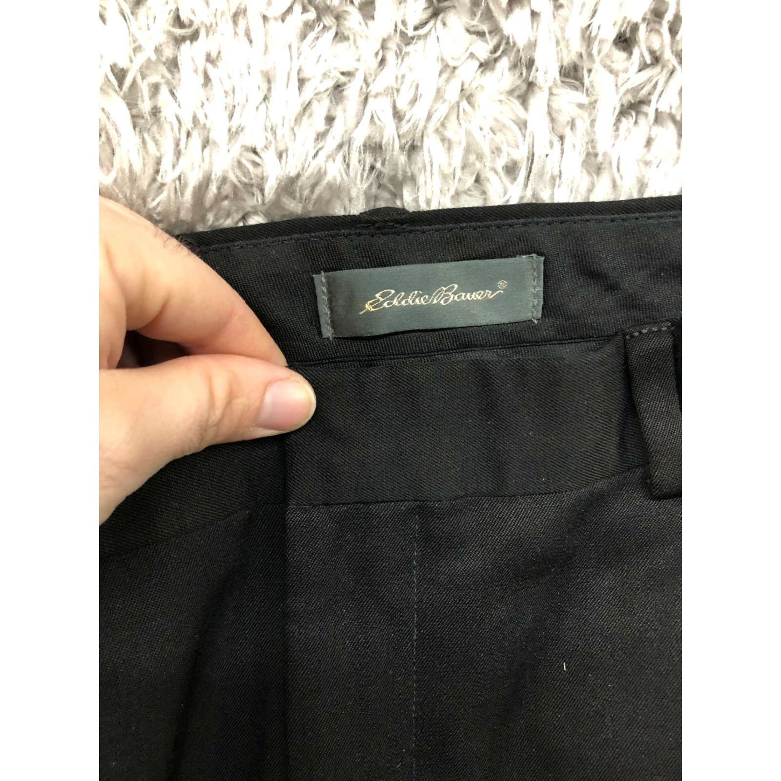 Eddie Bauer Eddie Bauer Mens Black Slack Pants 34x30 Mid Rise Straight Dress Pants Flat Front Regular Denim Cotton Solid Black Mens 34x30 Size US 34 / EU 50 - 7 Thumbnail