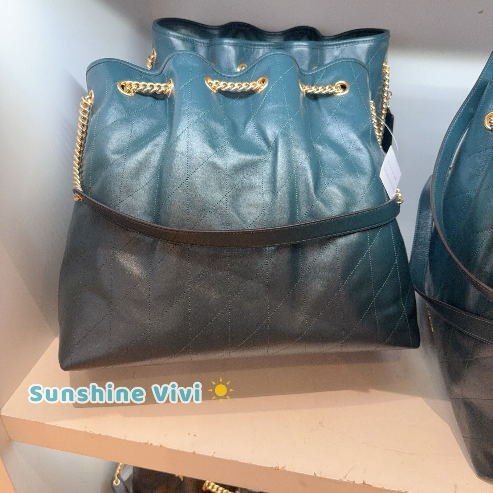 Coach NWT Coach Evelyn Large Shoulder Bag CCZ81 Leather DARK TEAL Size ONE SIZE - 7 Thumbnail