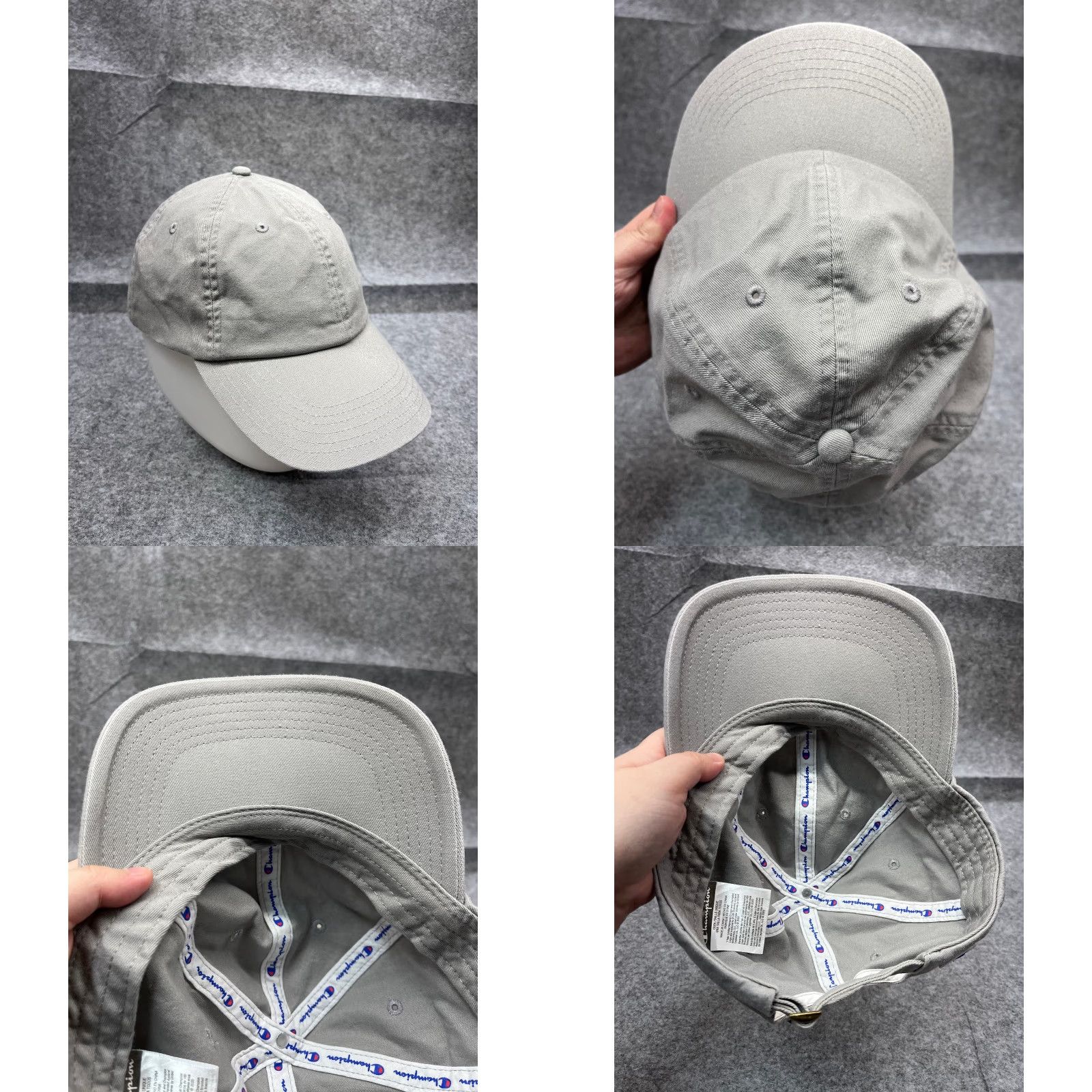 Champion Champion Hat Cap Adjustable One Size Gray 100% Cotton Golf Outdoors Baseball Cap Mens Cotton Twill Logo 90s Theme Size ONE SIZE - 8 Thumbnail