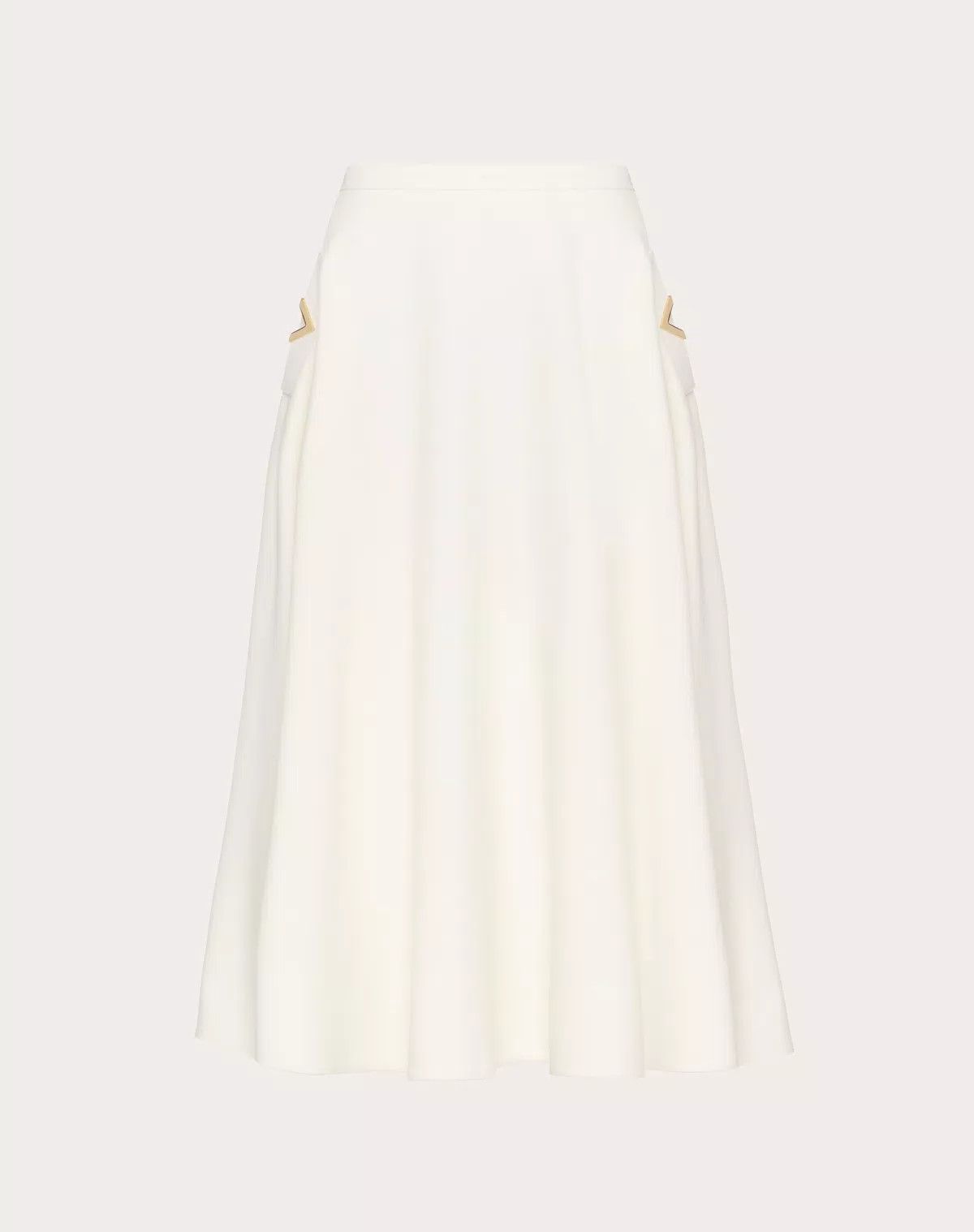Valentino o1s1wg110625 Crepe Couture Midi Skirt in White Size M / US 6-8 / IT 42-44 - 1 Thumbnail