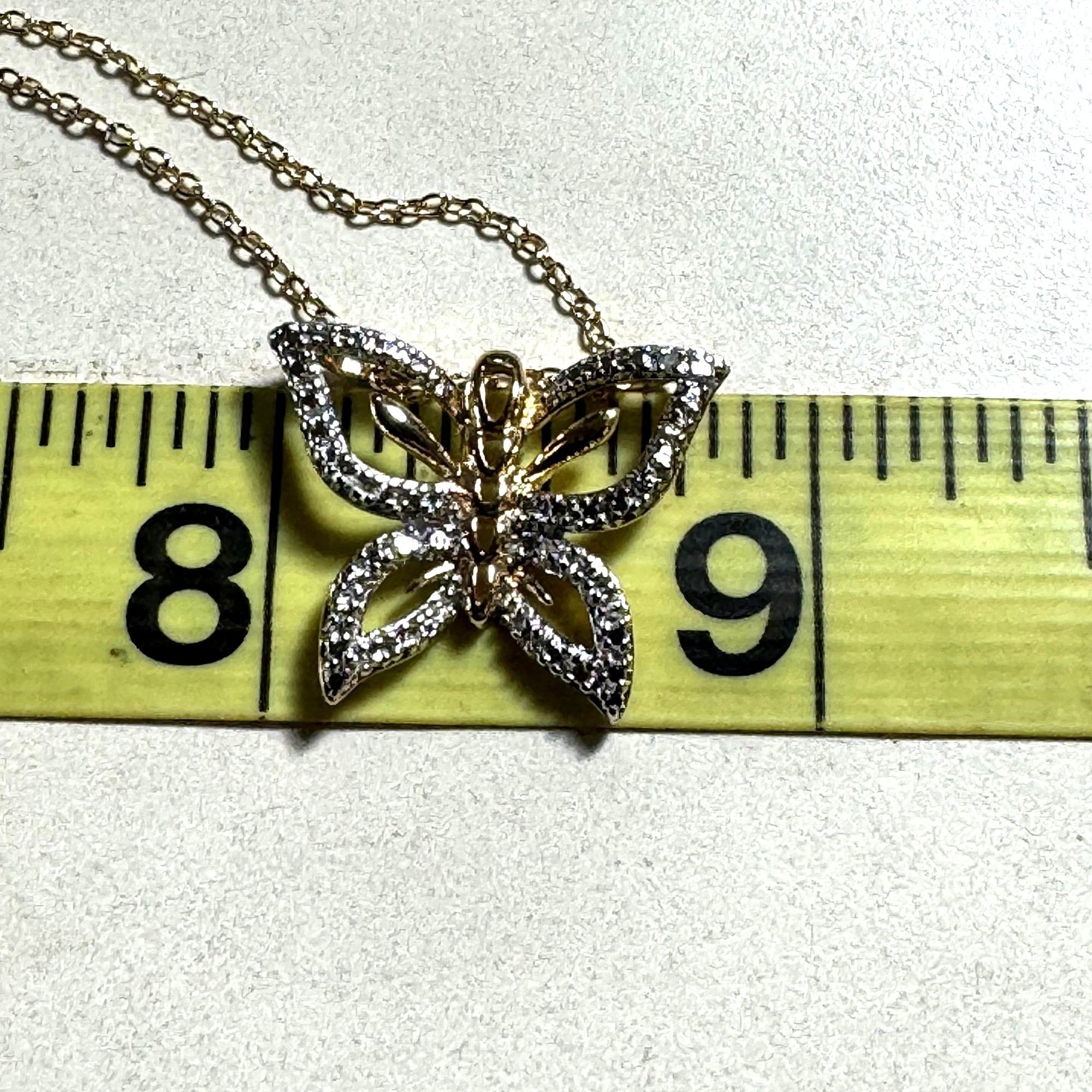 Vintage Gold Over Sterling Silver 925 Italy Butterfly Pendant Cubic Size ONE SIZE - 5 Thumbnail