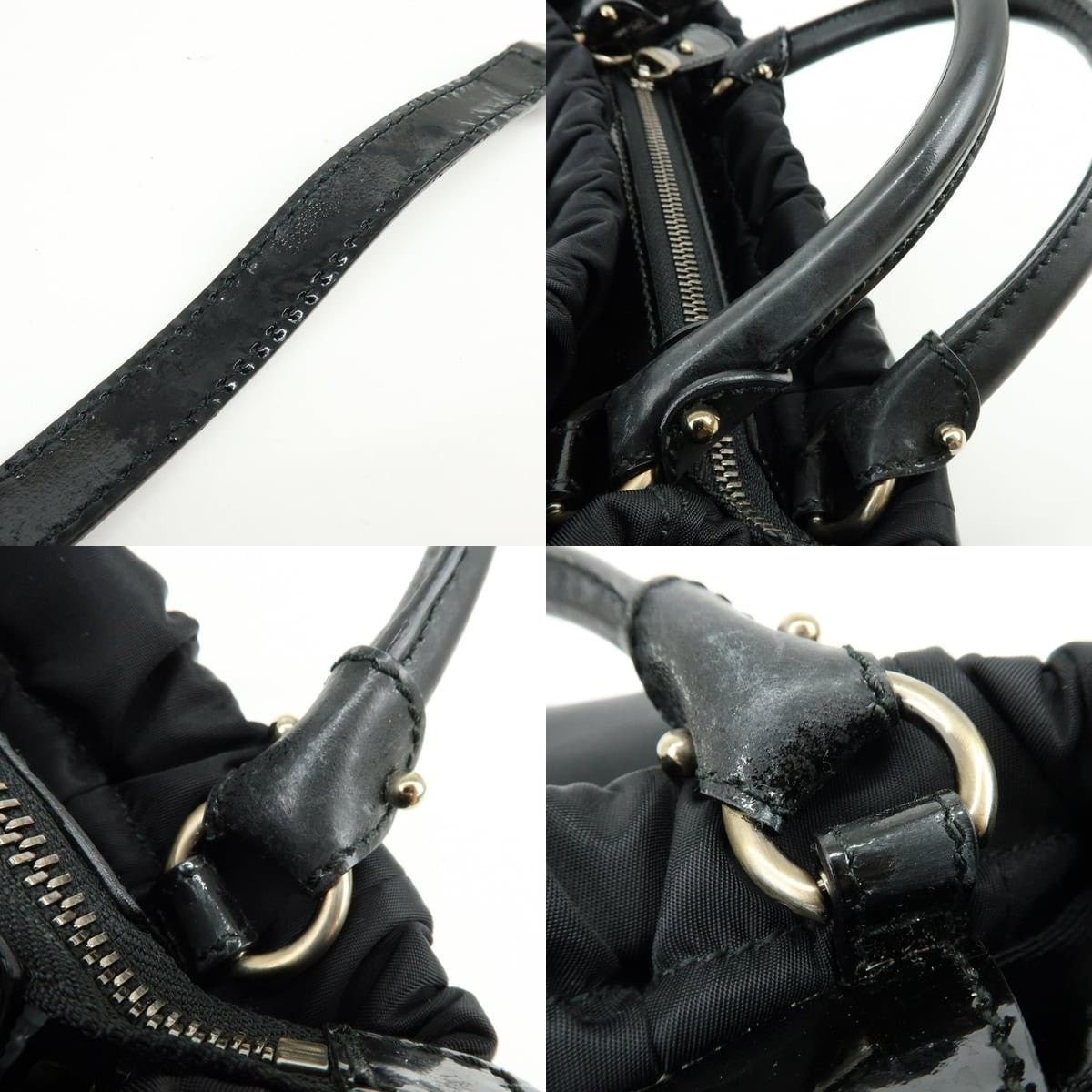 Salvatore Ferragamo Ferragamo Vara Bow Nylon Patent Leather Top Handle Bag Black Size ONE SIZE - 4 Thumbnail