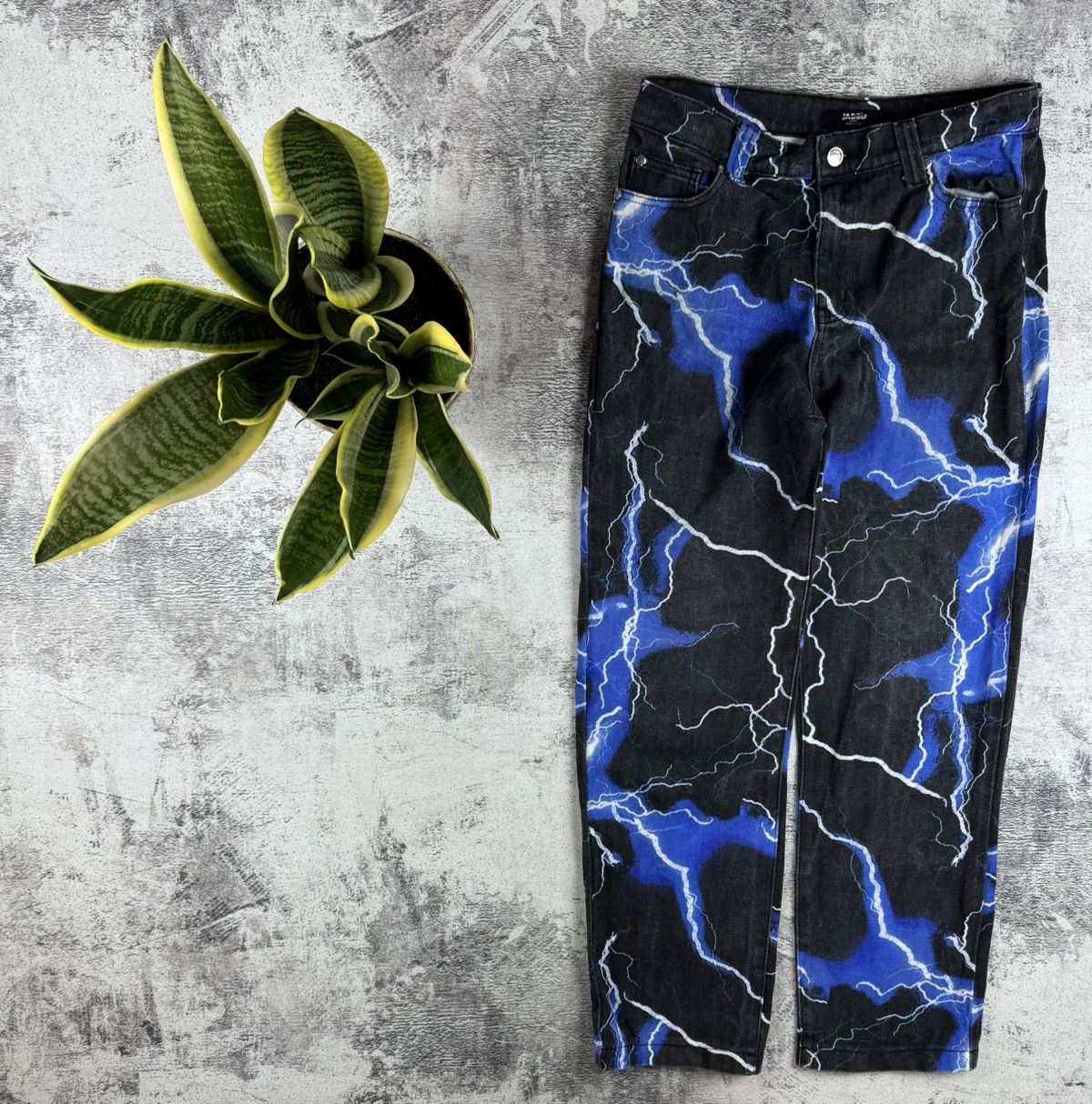 Jaded London Jaded London Blue Lighting Print Skate Jeans Pants Trousers Size US 30 / EU 46 - 2 Thumbnail