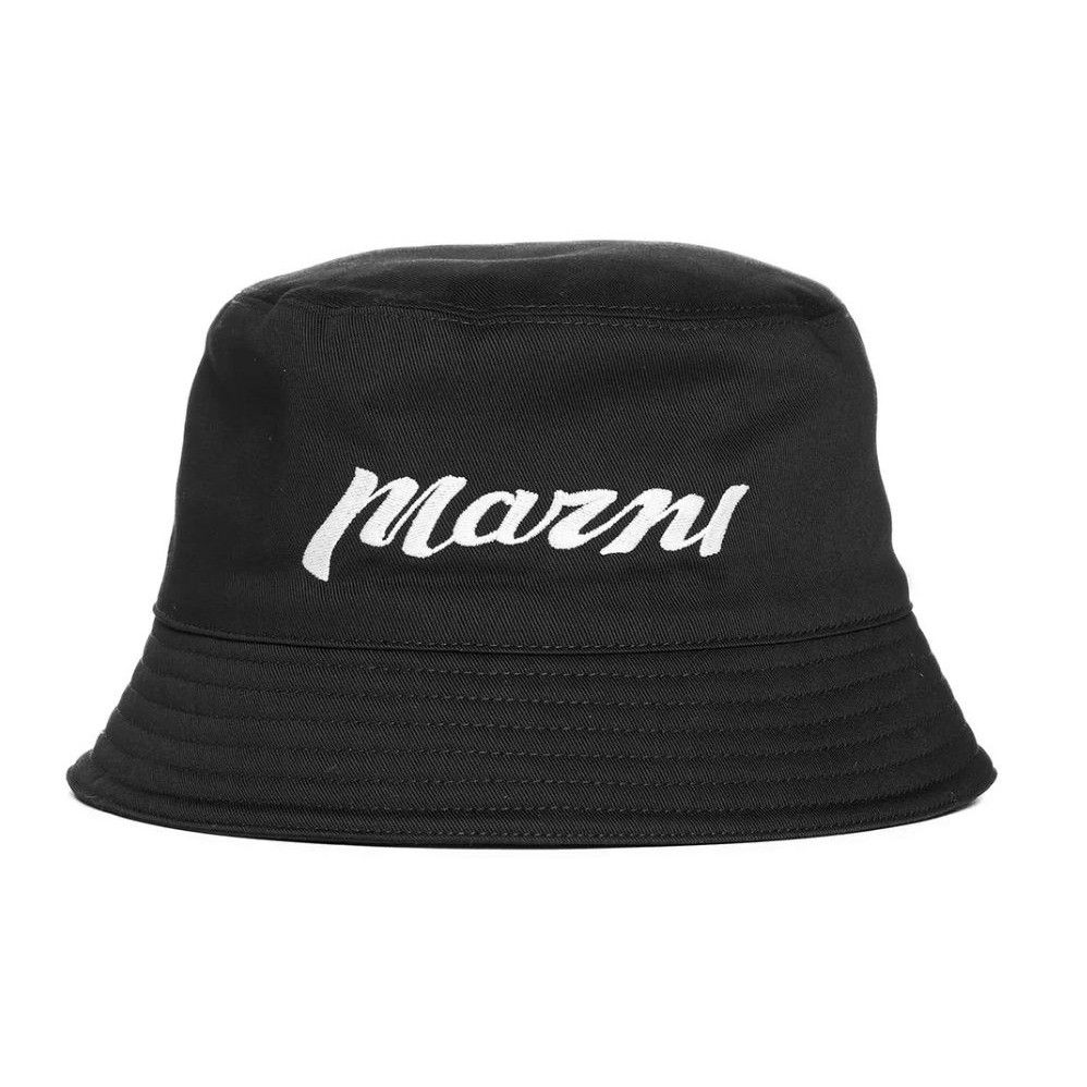 image of Marni Embroidered Logo Bucket Hat Black, Men's