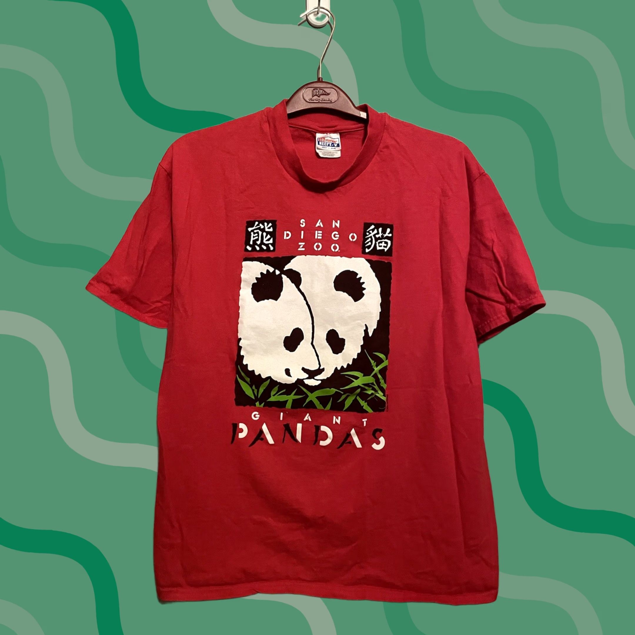 Hanes Vintage Shirt San Diego Zoo Giant Pandas Hanes Beefy 90s Red Size US L / EU 52-54 / 3 - 1 Thumbnail