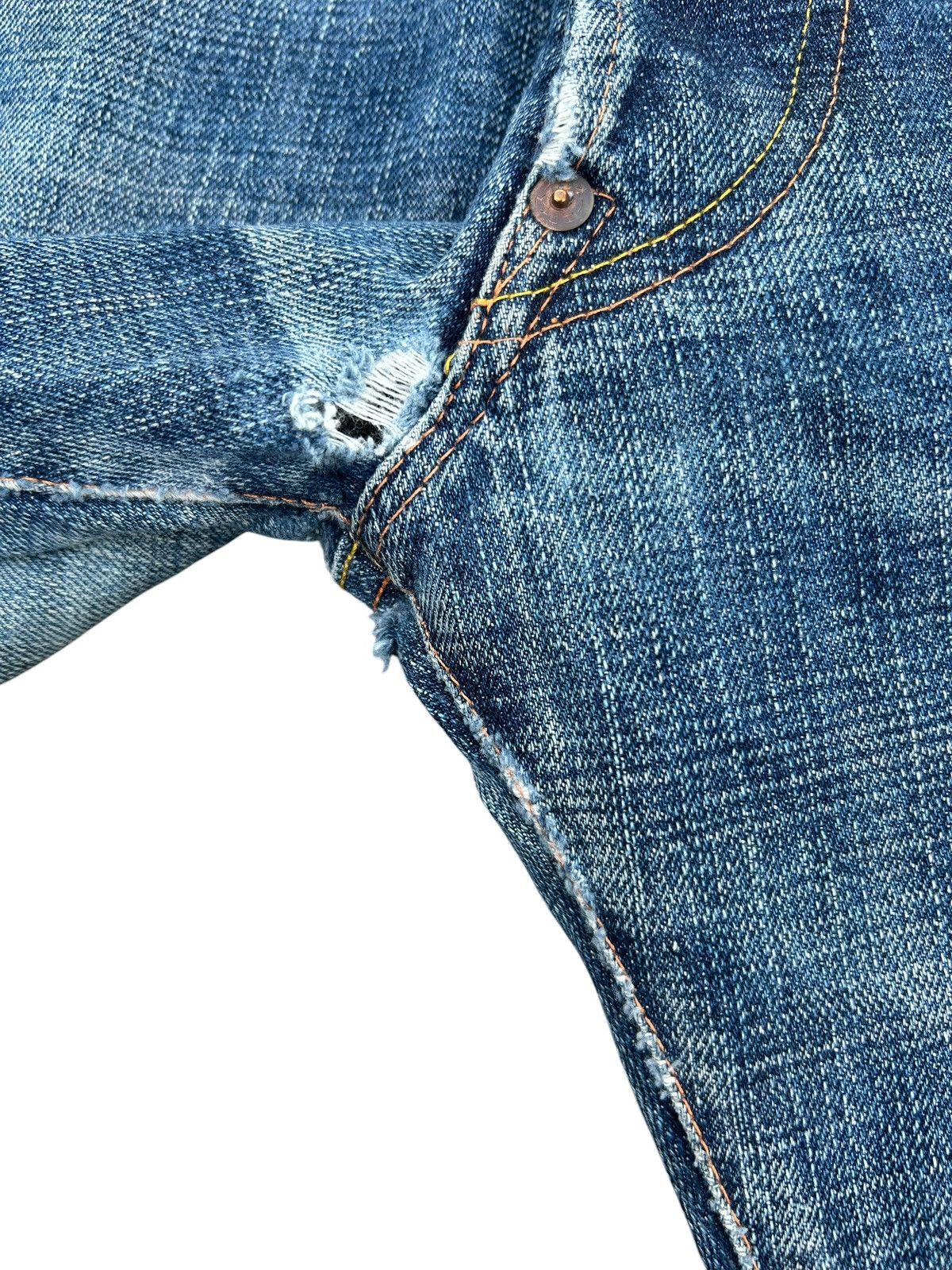 Kapital Thrashed Vintage Evisu Selvedge Denim Jeans Size US 32 / EU 48 - 11 Thumbnail