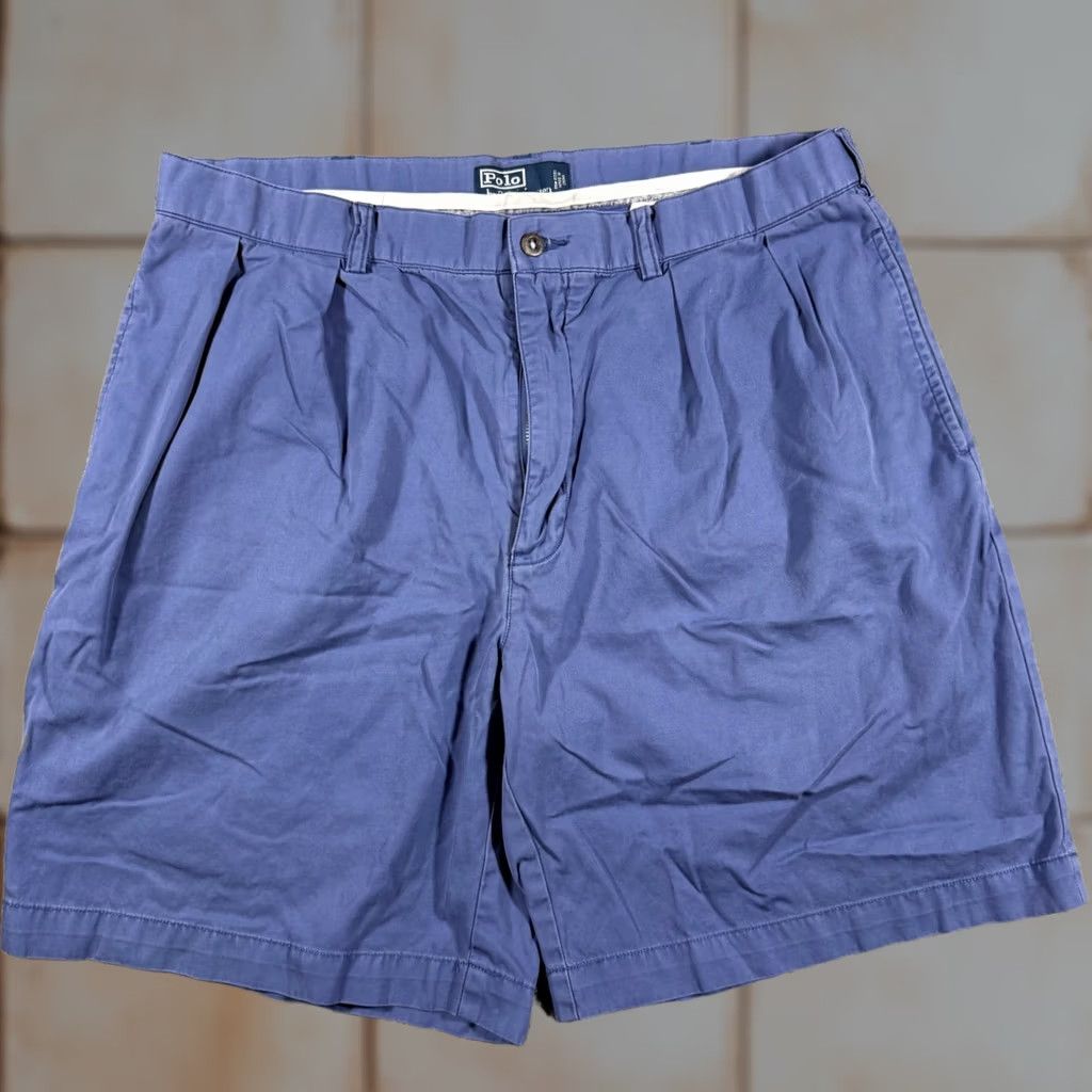 Polo Ralph Lauren VINTAGE Polo Ralph Lauren Mens Shorts 38 Blue Double Pleated Chino Size US M / EU 48-50 / 2 - 1 Thumbnail