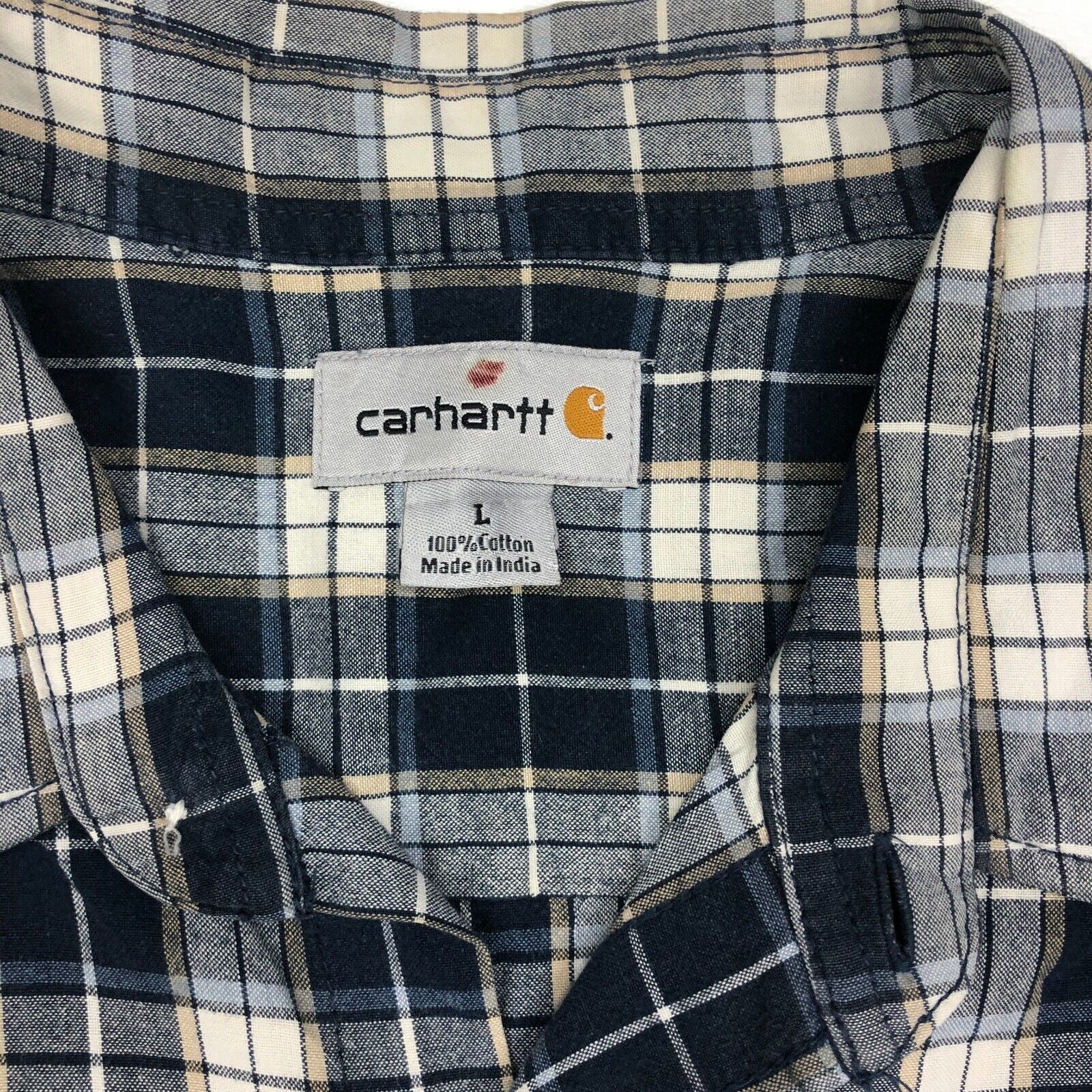 Ben Davis × Carhartt × Wrangler Carhartt Plaid Button Up Navy Blue Gray Size Large Loose Fit Size US L / EU 52-54 / 3 - 4 Thumbnail