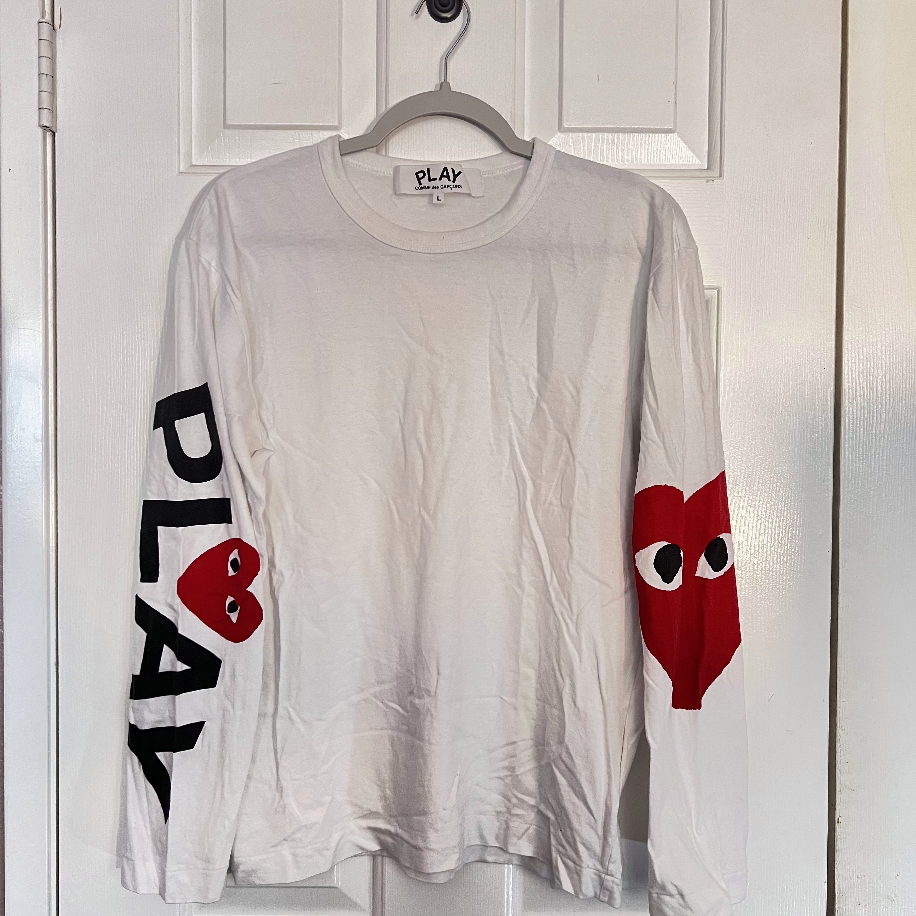 Comme des Garcons COMME des GARCON RED HEARTS White Long Sleeve Size US L / EU 52-54 / 3 - 4 Thumbnail