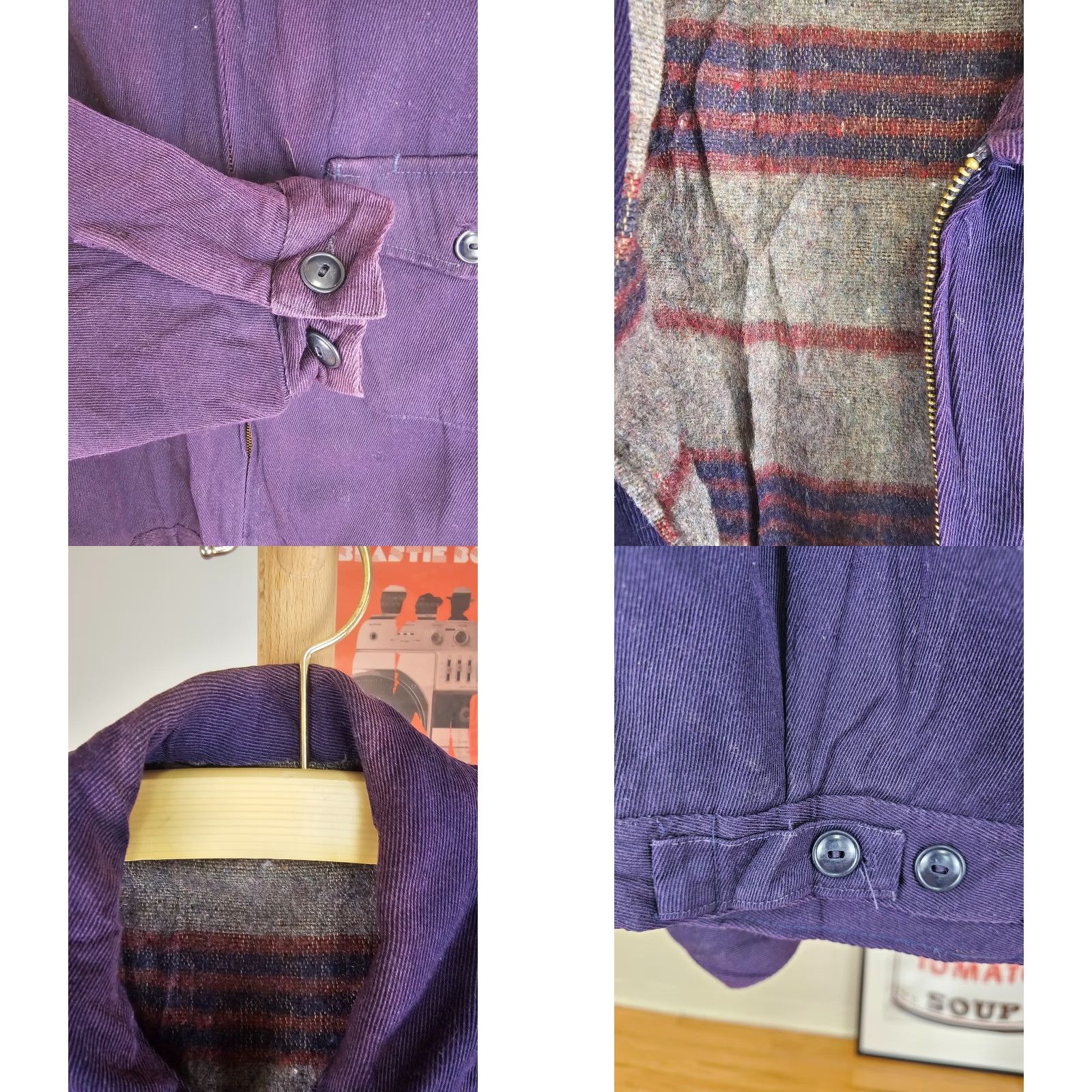 Vintage VINTAGE Purple Blanket Lined Work Mechanic Jacket SZ 44 Jacket Mens 44 Purple Bomber 50s USA Wool? Size US S / EU 44-46 / 1 - 8 Thumbnail