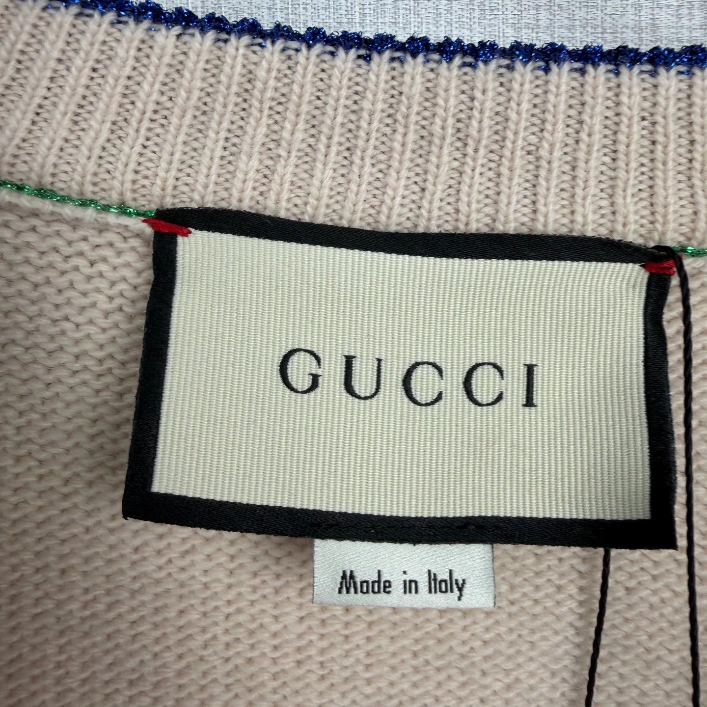Gucci Gucci Beige Embroidered Rabbit Logo Wool Cardigan Size S / US 4 / IT 40 - 3 Thumbnail