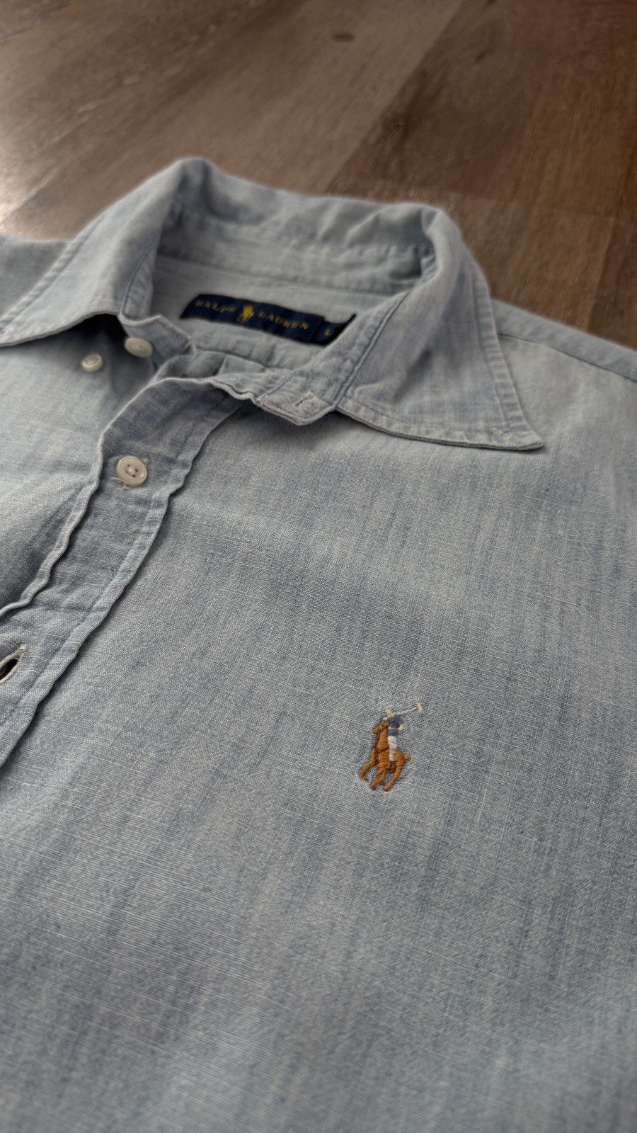 Ralph Lauren Classic Fit Indigo Chambray Shirt Size US L / EU 52-54 / 3 - 1 Thumbnail