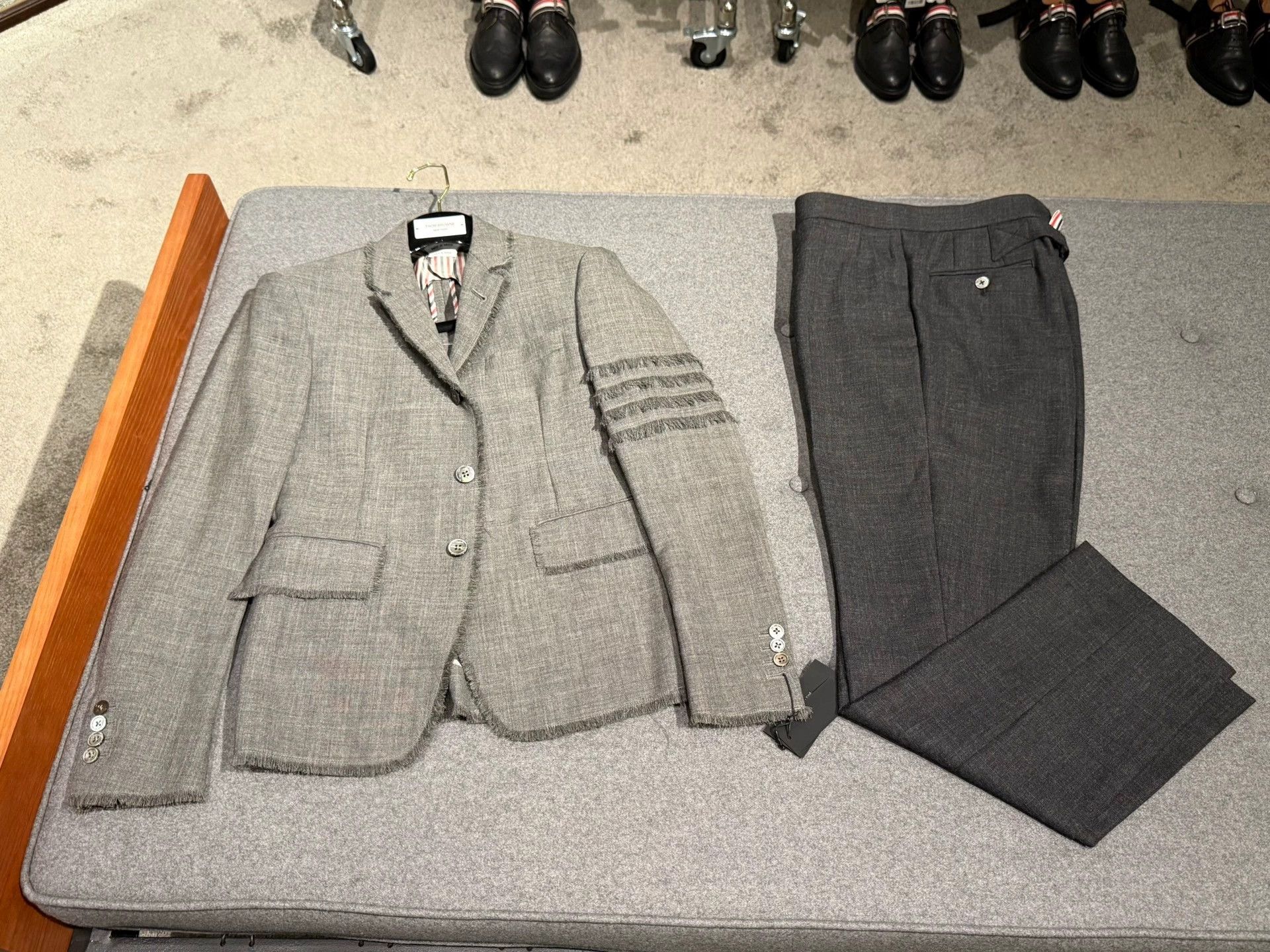 Thom Browne Thom Browne Charcoal Wool High-Waisted Trousers Size US 29 - 9 Thumbnail