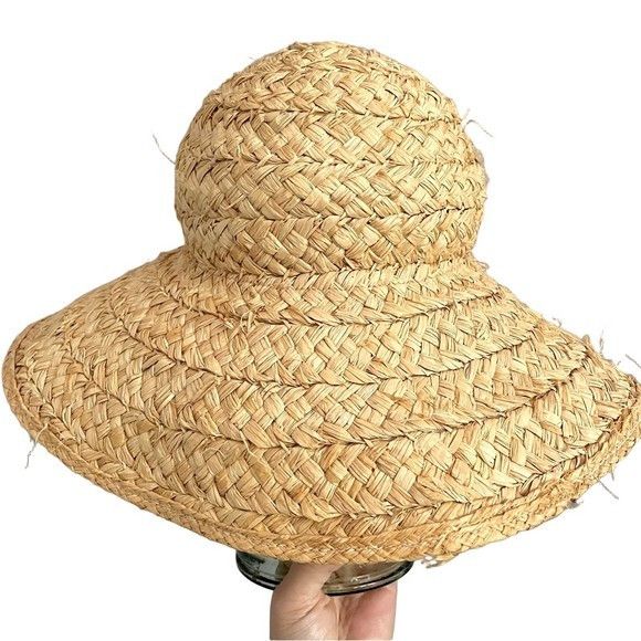 Vintage Vintage Natural Straw Raffia Floppy Large Brimmed Hat - O/S Size ONE SIZE - 5 Thumbnail