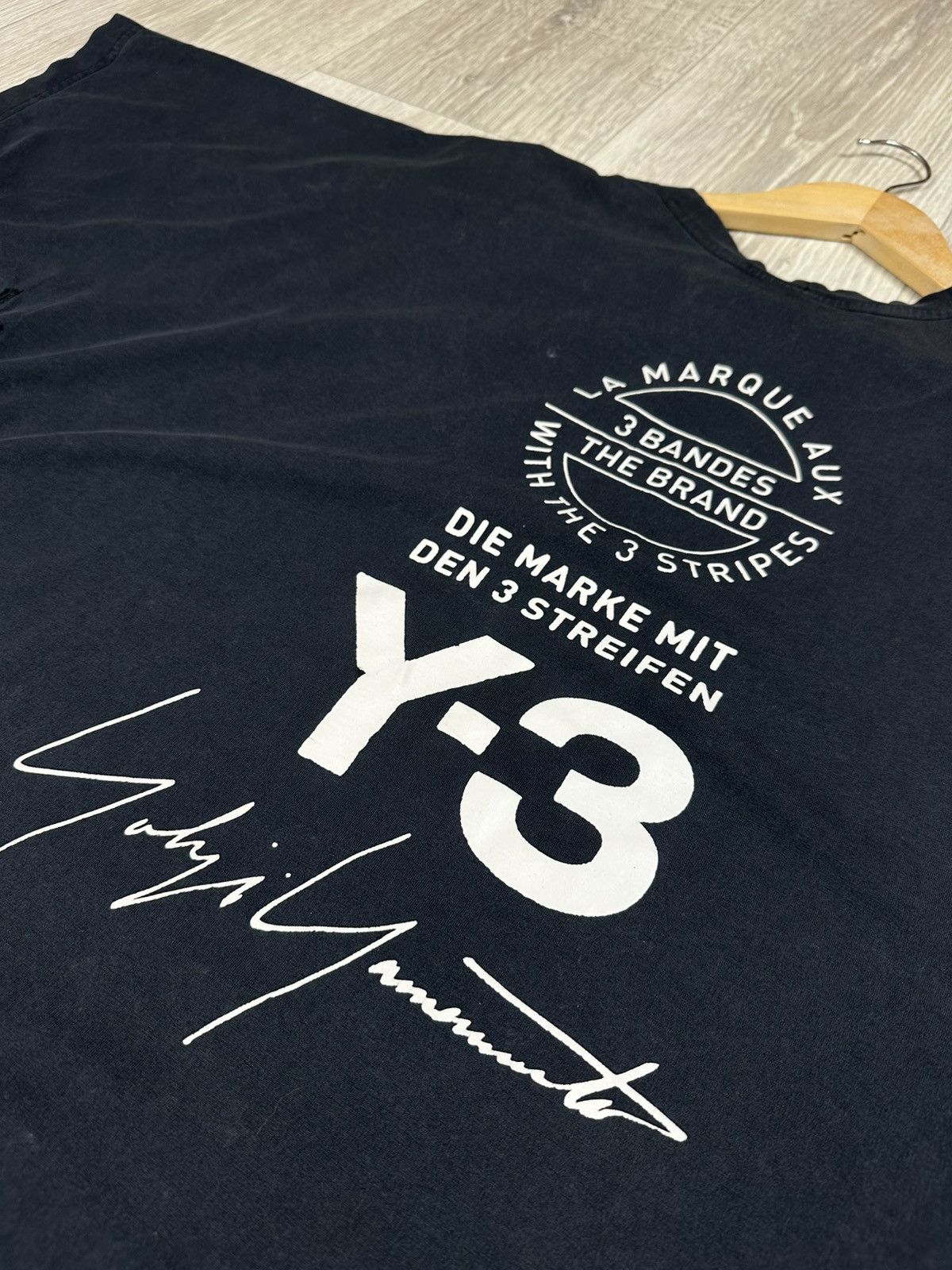 Adidas Adidas Y-3 Yohji Yamamoto Distressed T-Shirt Size US L / EU 52-54 / 3 - 4 Thumbnail