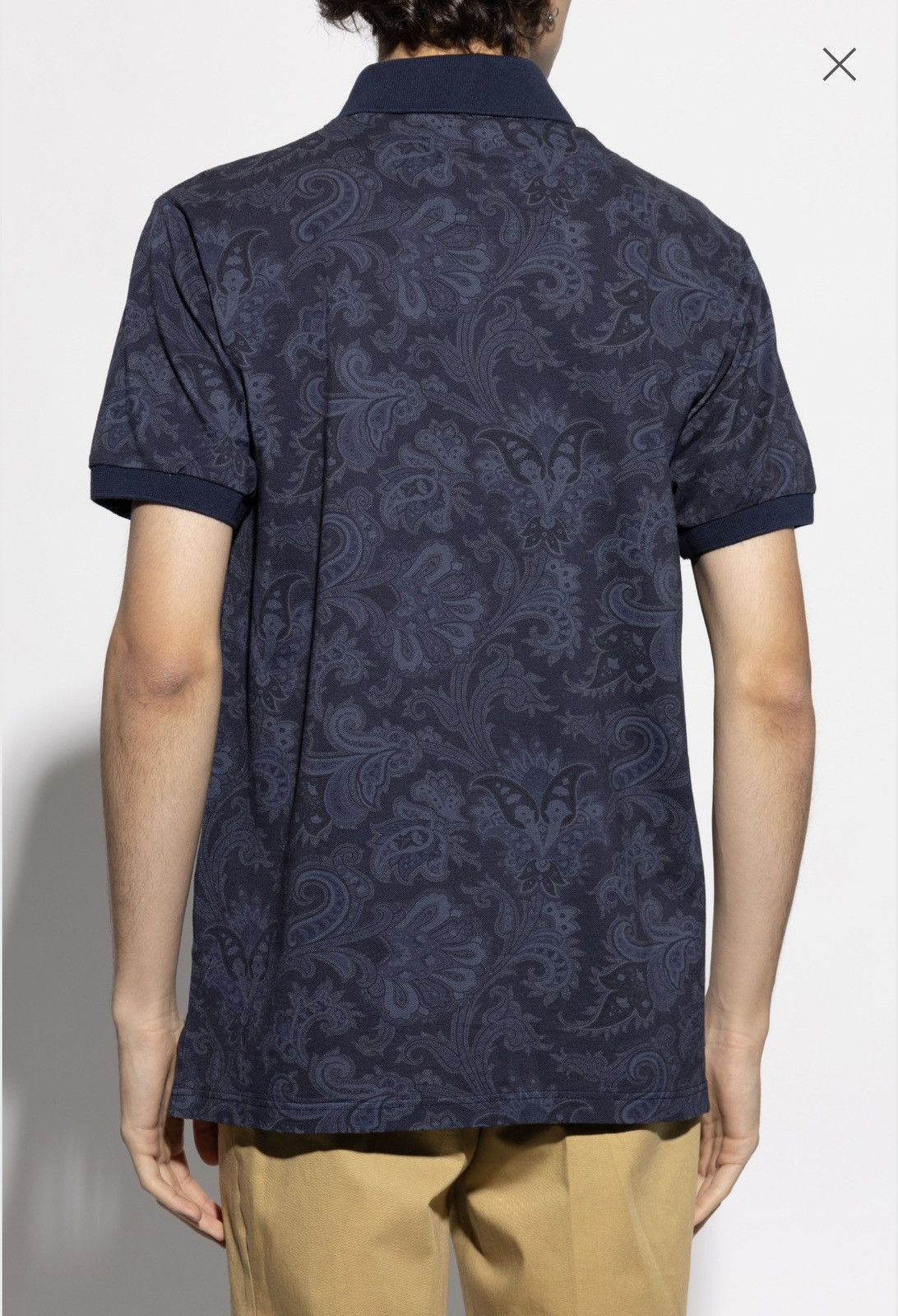 Etro Etro Milano Paisley Polo Shirt Navy Blue Cotton Short Sleeve Size US L / EU 52-54 / 3 - 3 Thumbnail