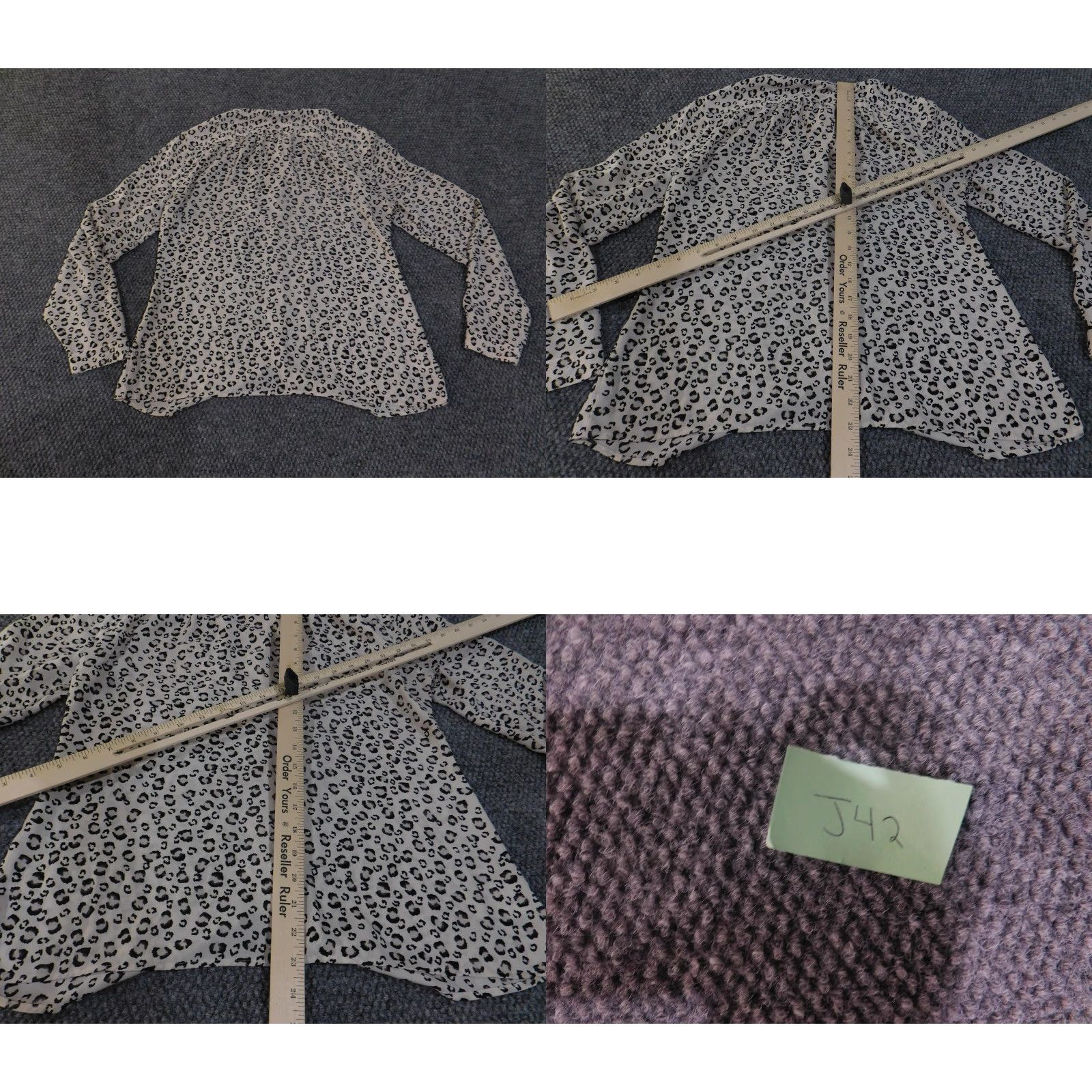 Loft Loft Shirt Womens Small Gray Black Leopard Print Long Sleeve Blouse Animal Pattern Size S / US 4 / IT 40 - 9 Thumbnail
