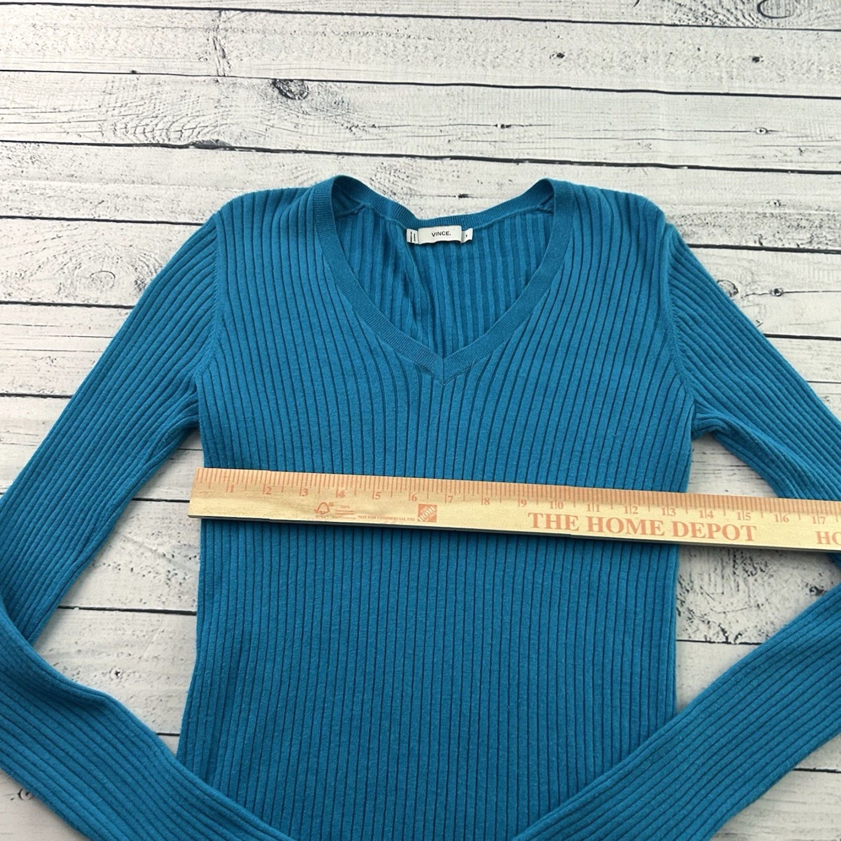 Vince VINCE Cashmere Blend Long Sleeve V Neck Ribbed Sweater Top Women's Medium Blue Size M / US 6-8 / IT 42-44 - 4 Thumbnail