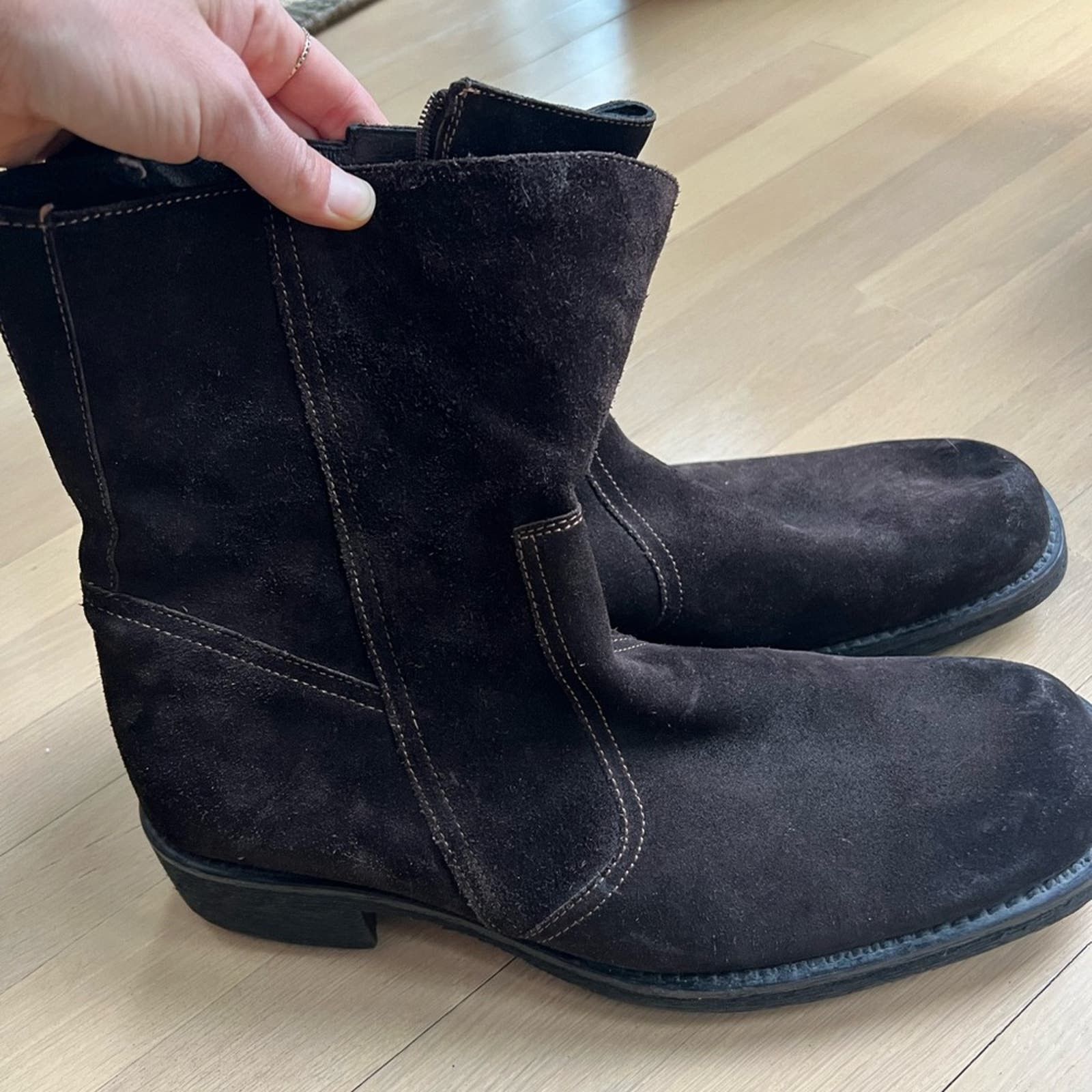 Vintage Men’s chocolate brown suede mid-calf boots size 10.5 Size US 10.5 / EU 43-44 - 7 Thumbnail