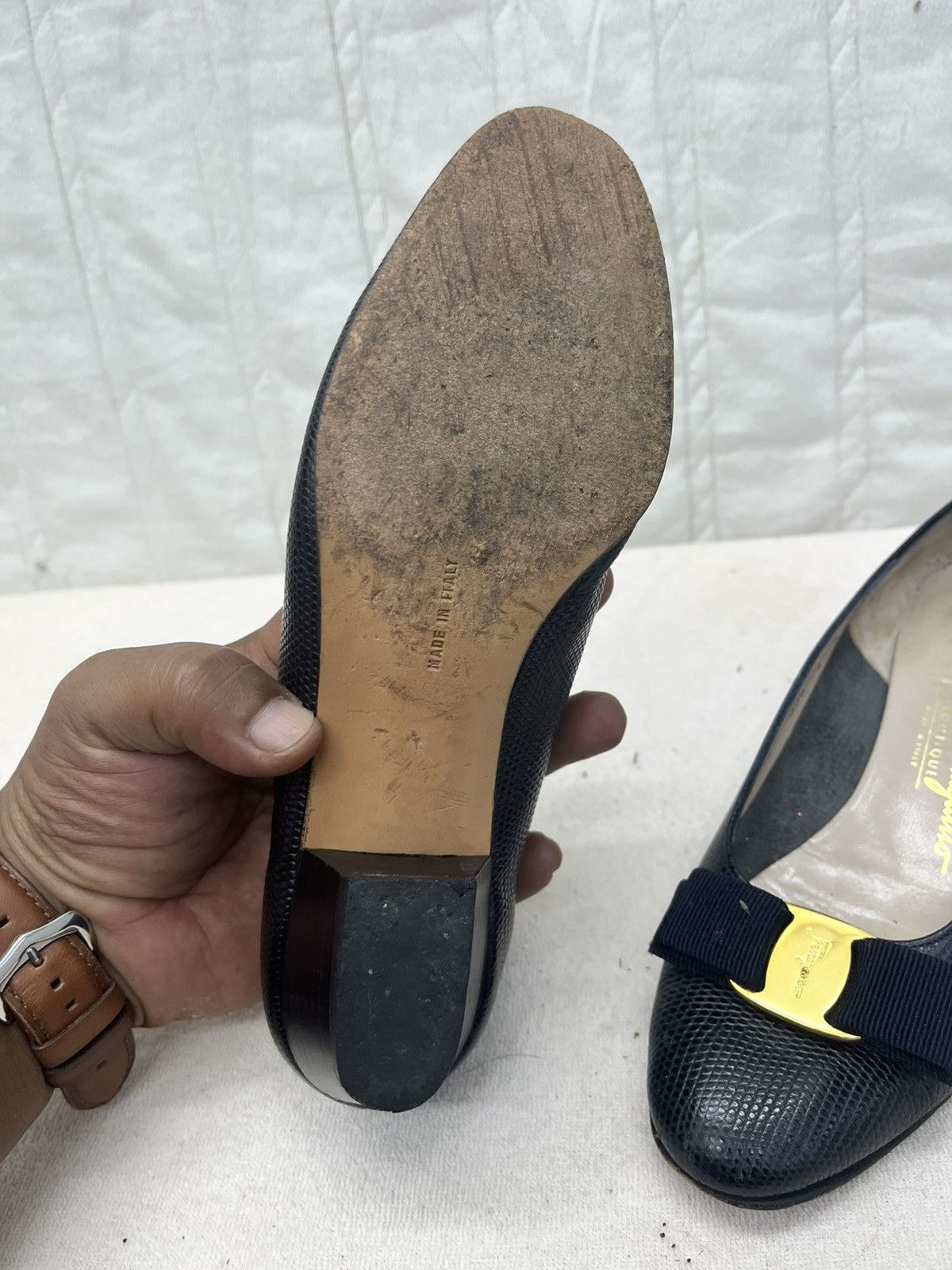 Salvatore Ferragamo SALVATORE FERRAGAMO PUMPS BLUE LEATHER SHOE Size US 5 / IT 35 - 6 Thumbnail