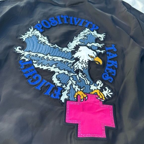 Designer × Pink Dolphin NWT PINK DOLPHIN POSITIVITY TAKES FLIGHT BLACK JACKET SZ XL Size US XL / EU 56 / 4 - 2 Thumbnail