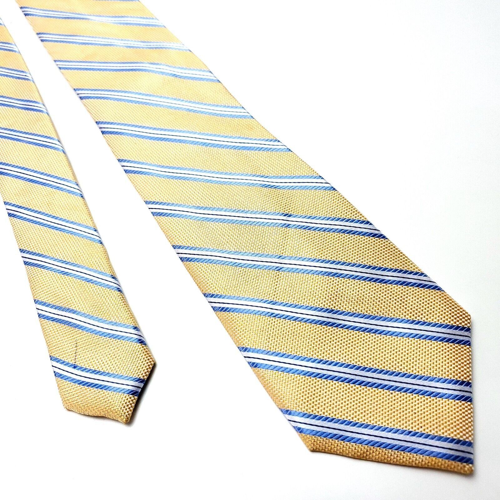 Jos. A. Bank Jos A Bank Yellow Silk Tie Woven Regimental Striped Size ONE SIZE - 1 Thumbnail