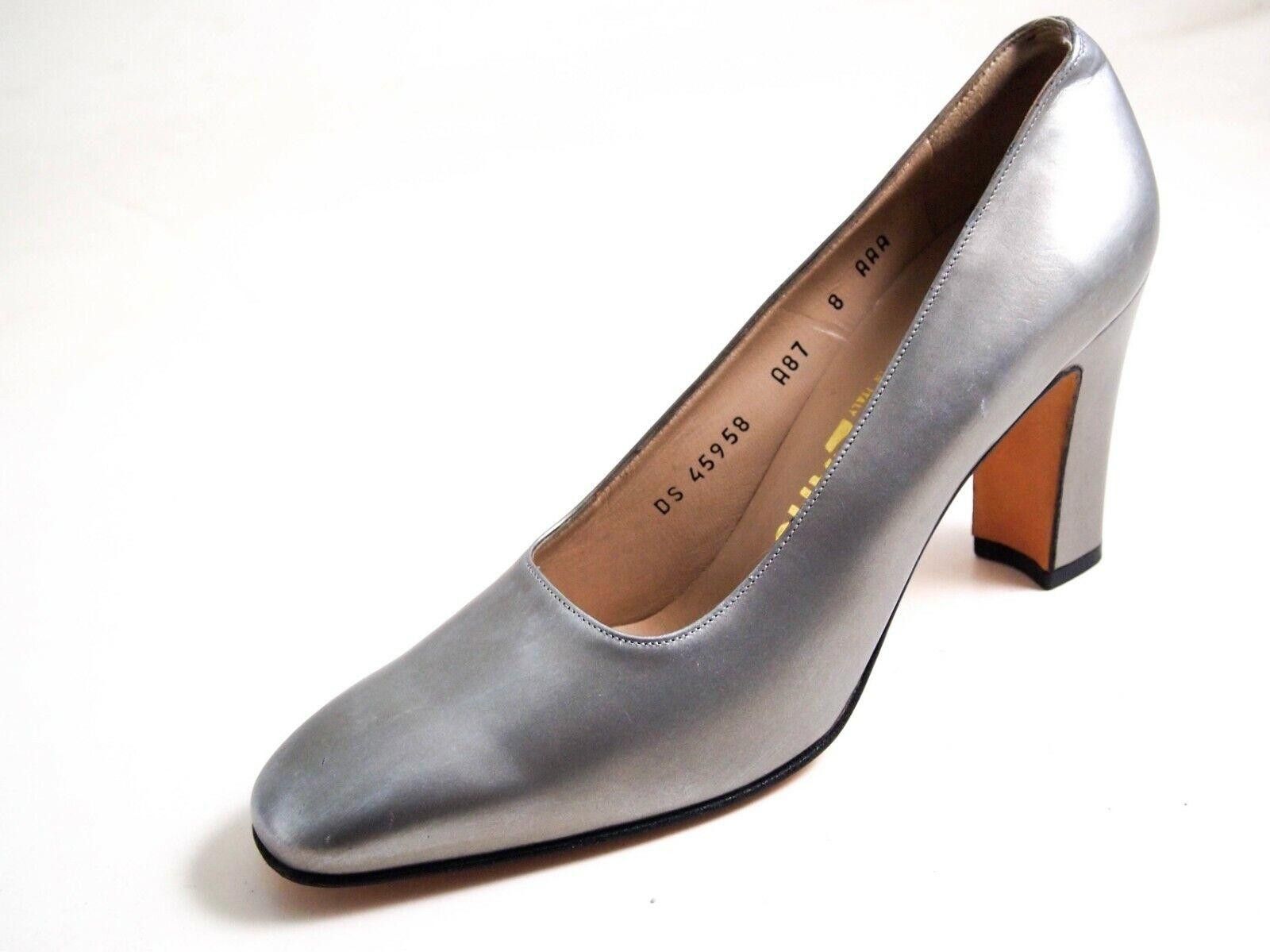 Salvatore Ferragamo Ferragamo Heels Silver Leather Womens US 8 EU 38.5 Size US 8 / IT 38 - 1 Thumbnail