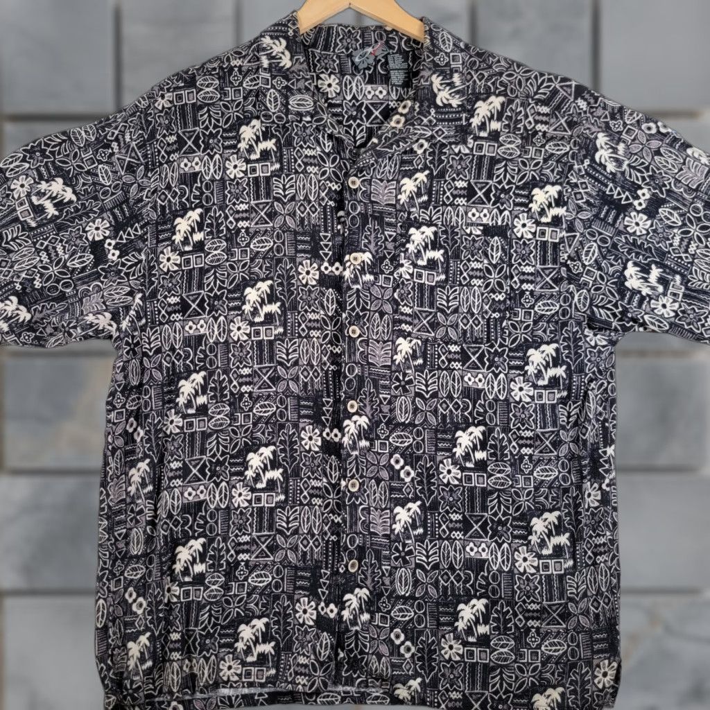 Ocean Pacific OCEAN PACIFIC Shirt Button-Up Men's XL Short Sleeve Hawaiian Tropical Black Size US XL / EU 56 / 4 - 1 Thumbnail