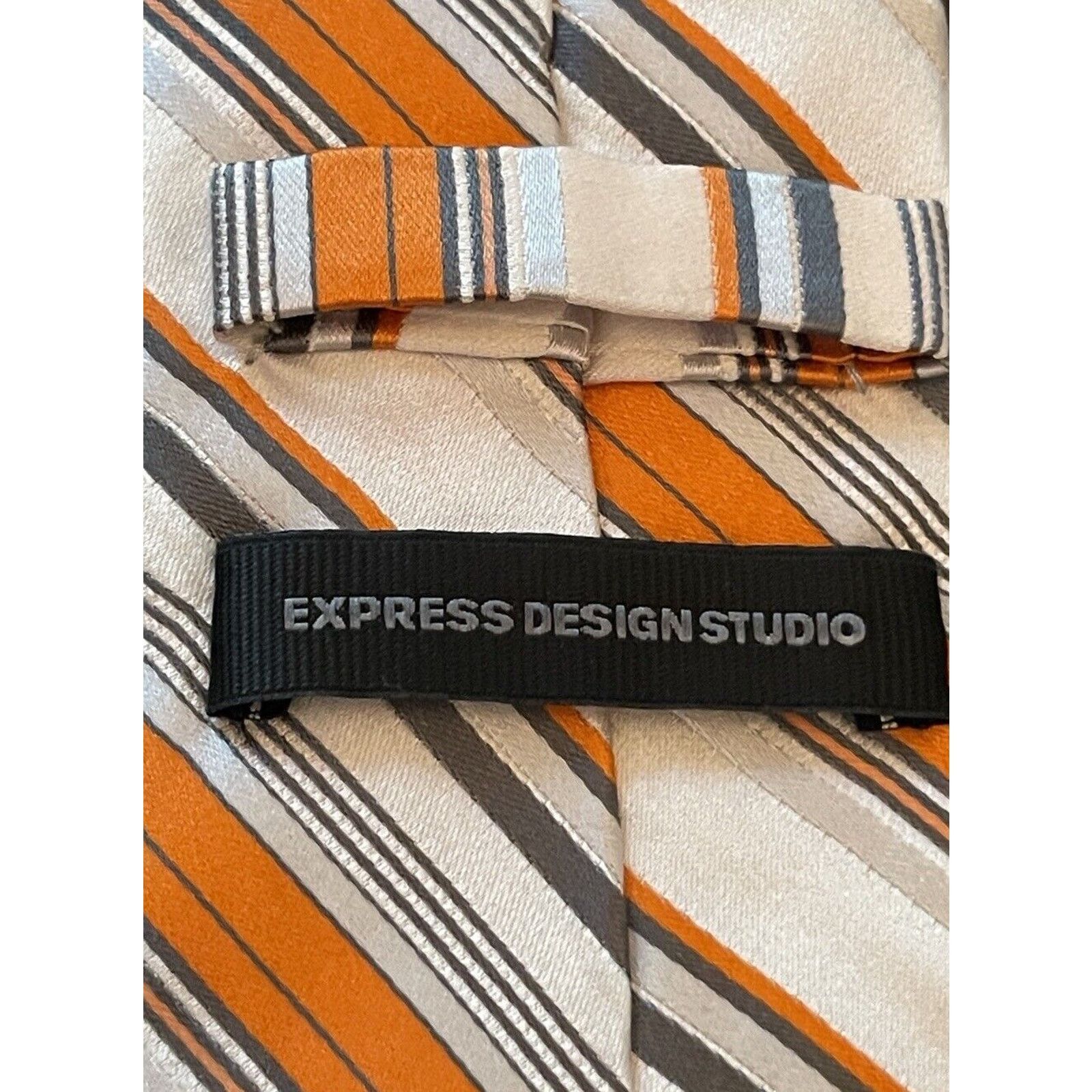 Express Express Design Studio Orange Gray 100% Silk Made In China Size ONE SIZE - 8 Thumbnail