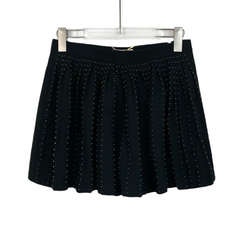 Saint Laurent Paris Saint Laurent Black Vertical Beaded Casual Pleated Culottes Size 37" - 1 Thumbnail
