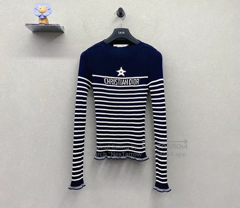 Dior Dior Navy blue five-pointed star jacquard striped sweater Size XXS / US 00 / IT 34 - 3 Thumbnail