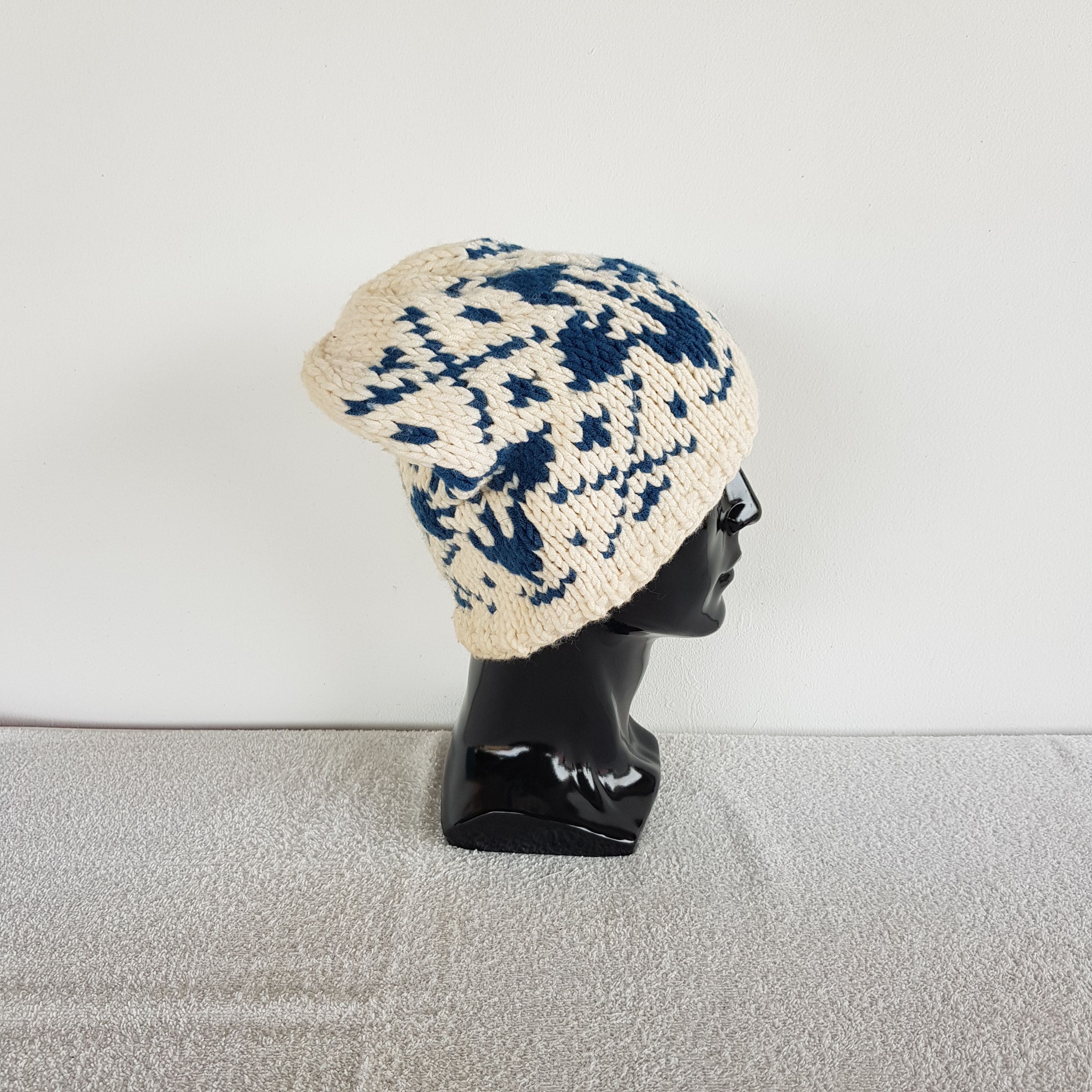 Aran Isles Knitwear Vintage Aztec Navajo Beanie 90s Japan Knit Snow Caps Hats Size ONE SIZE - 3 Thumbnail